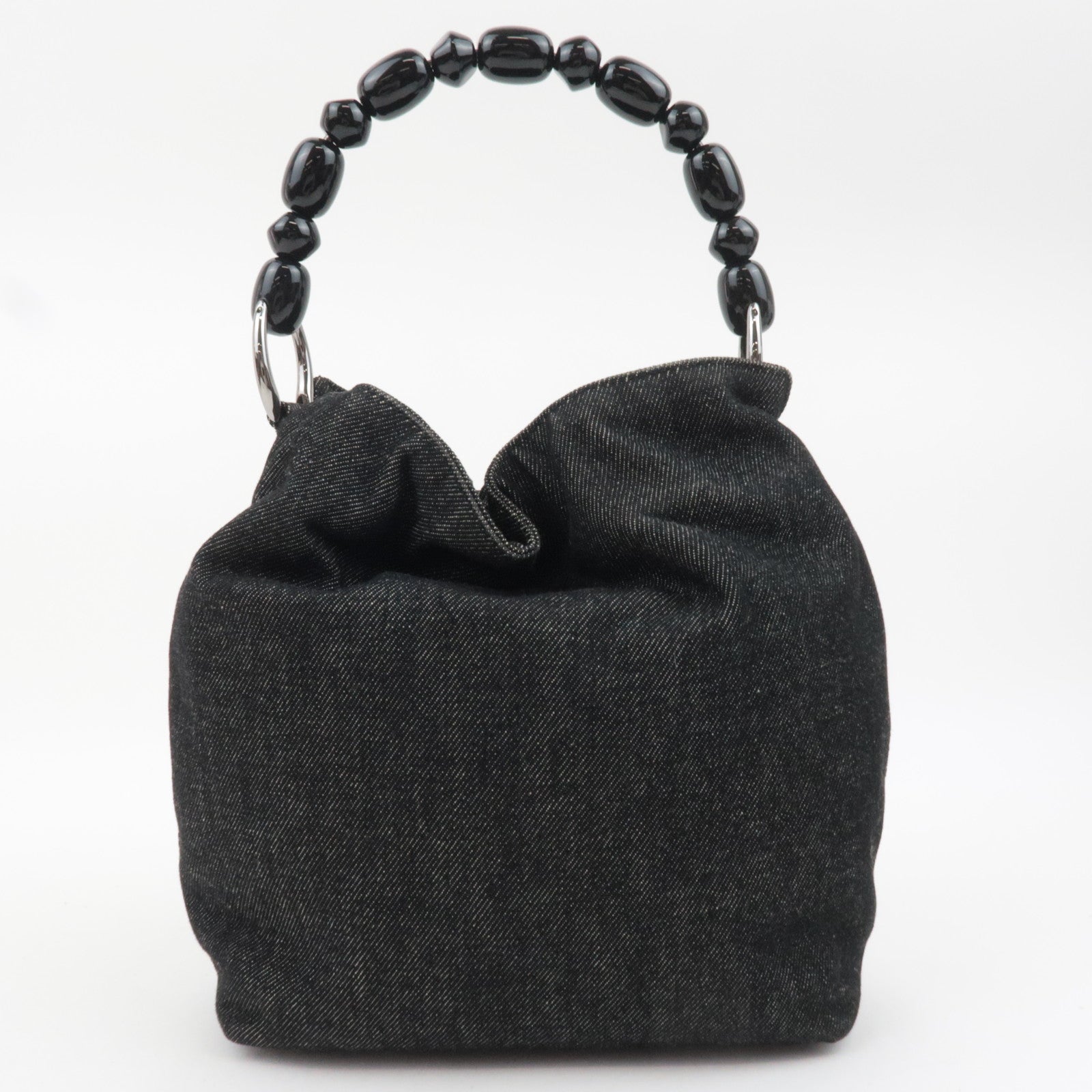 Christian Dior Maris Pearl Denim Handbag Black