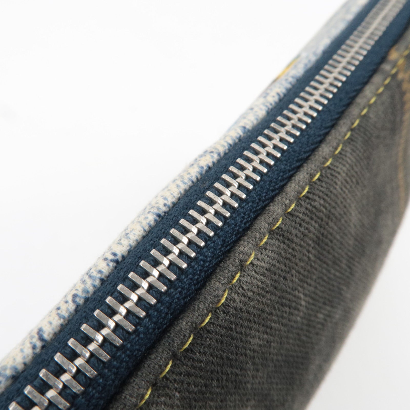 Christian Dior Speedway Denim Mini Saddle bag Canvas Patent Handbag Blue Gray