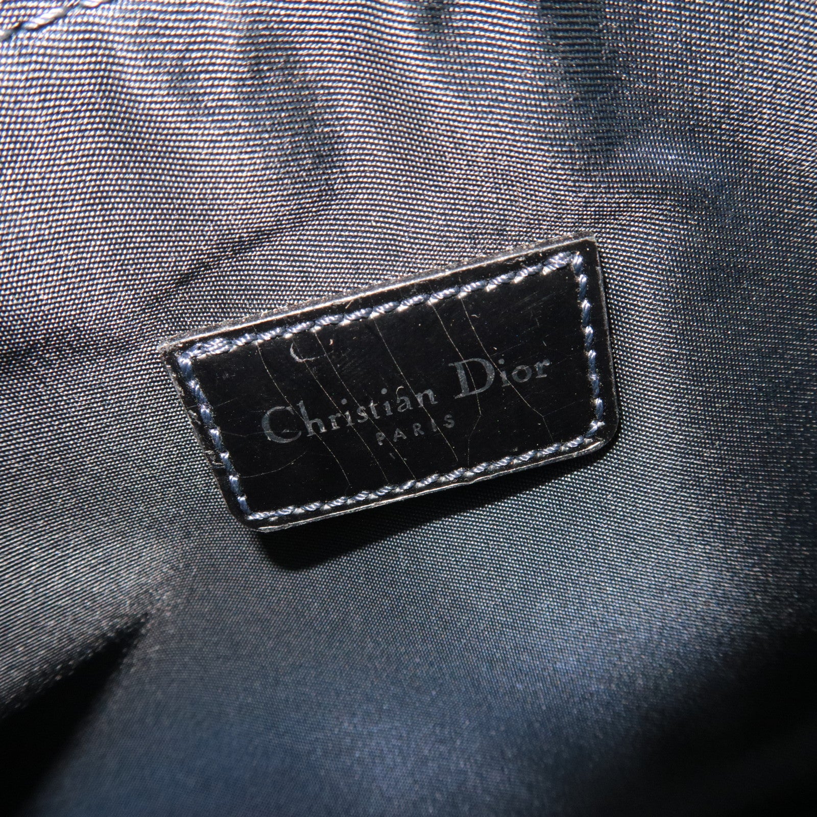 Christian Dior Speedway Denim Mini Saddle bag Canvas Patent Handbag Blue Gray