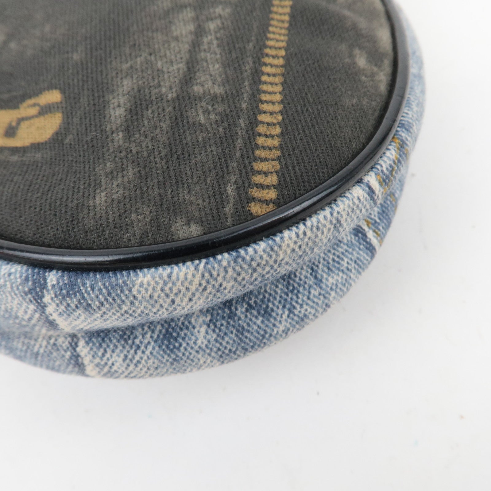 Christian Dior Speedway Denim Mini Saddle bag Canvas Patent Handbag Blue Gray