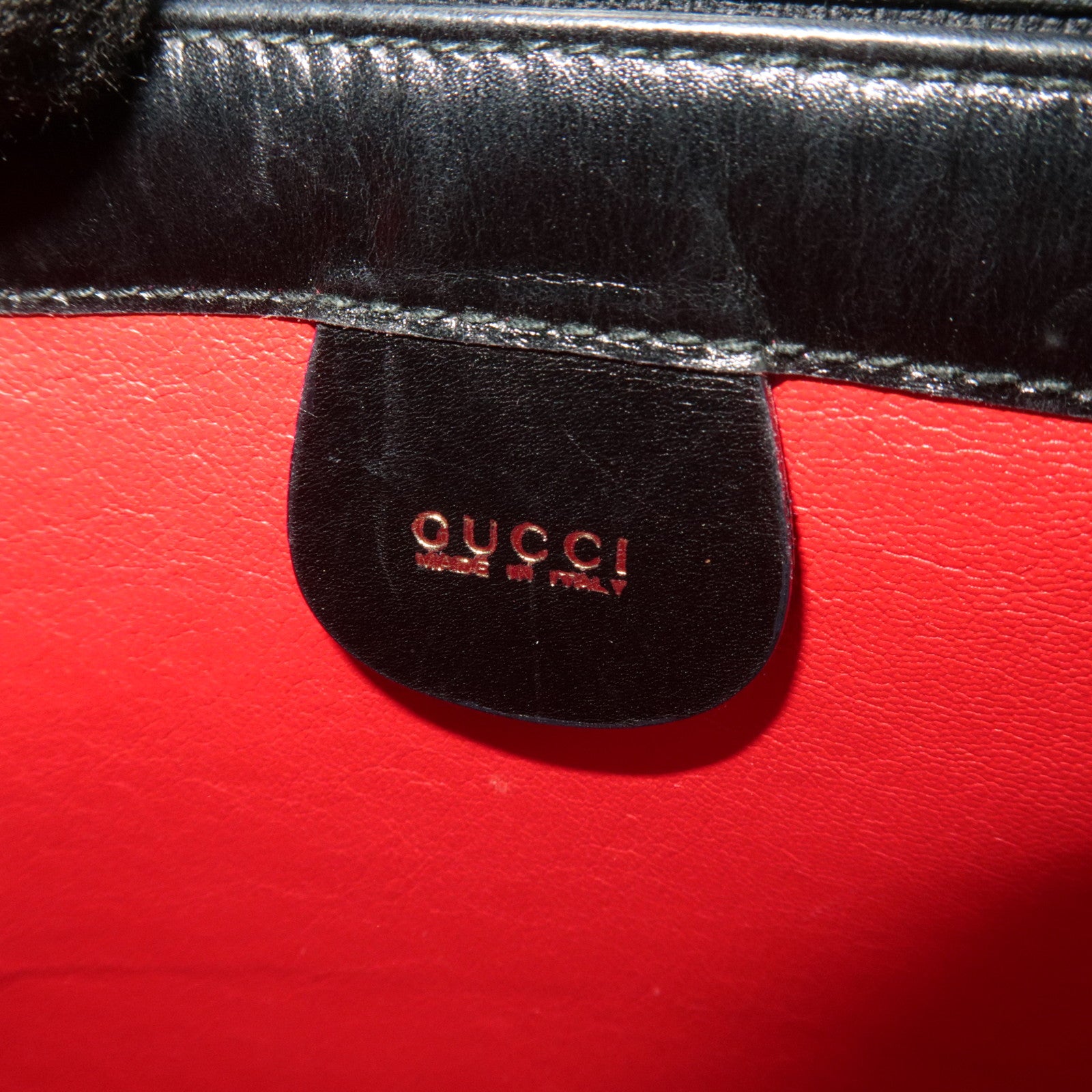 GUCCI Bamboo Turn Lock Leather Shoulder Bag Black 000.2048.0175