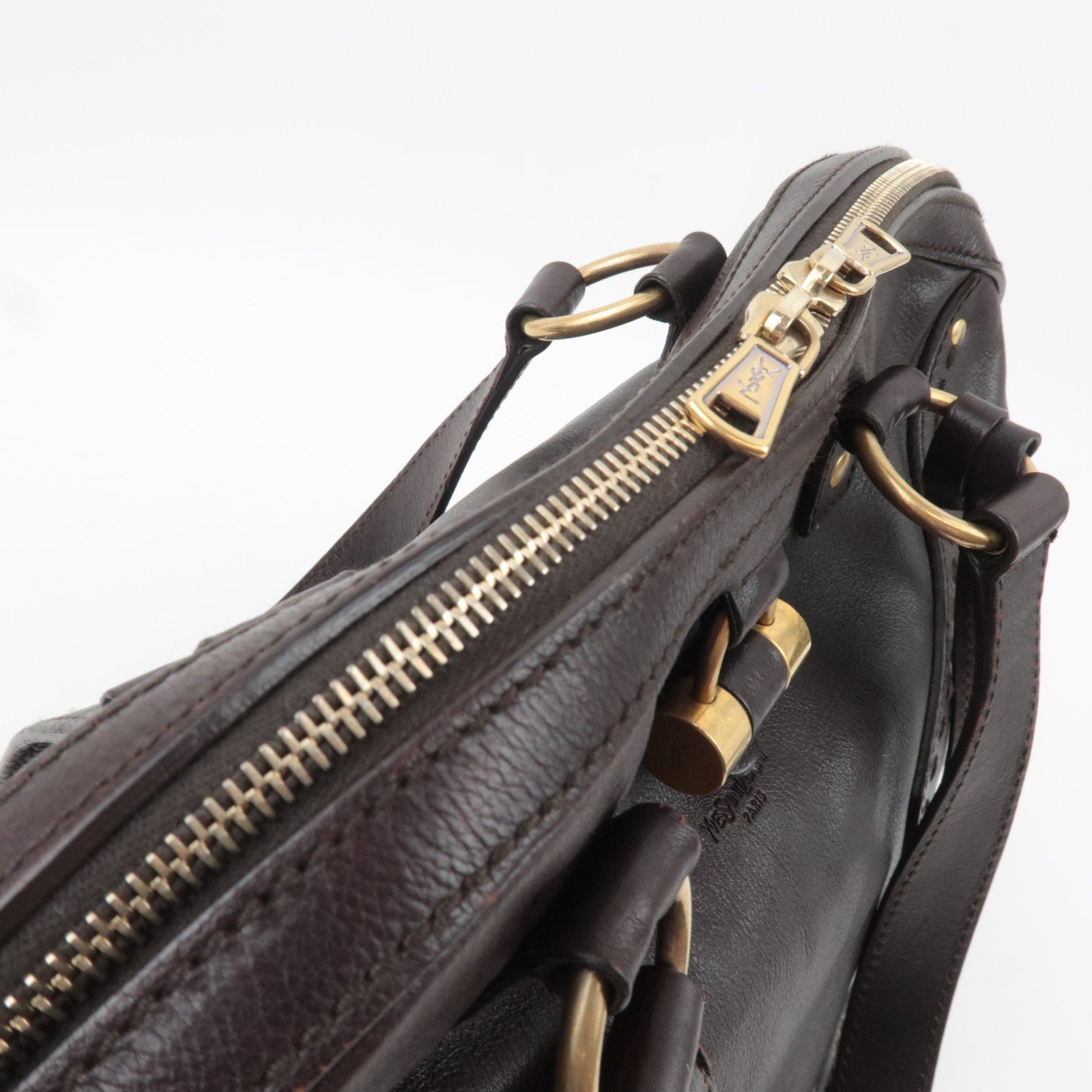 SAINT LAURENT YSL Muse Leather Handbag Brown 153959