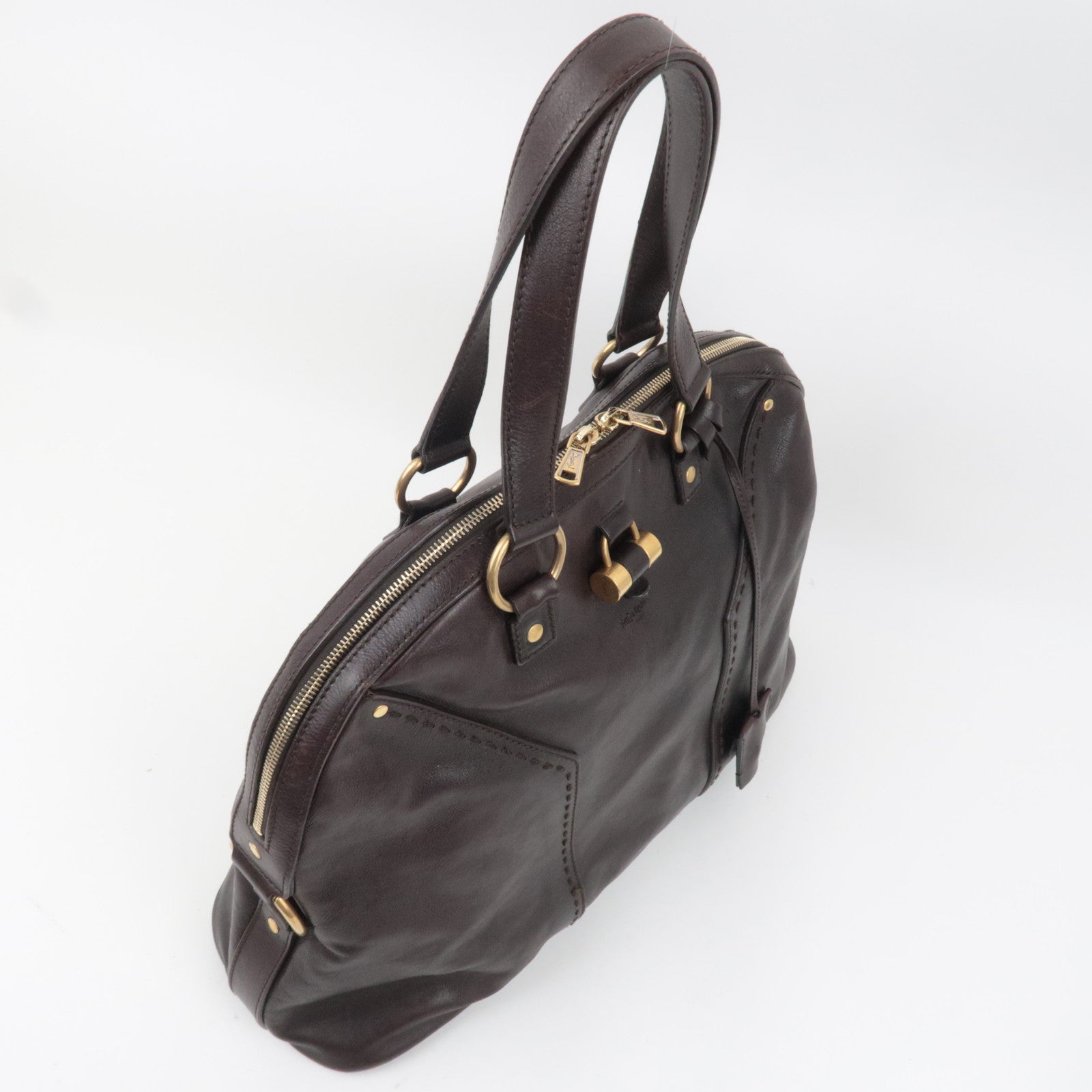 SAINT LAURENT YSL Muse Leather Handbag Brown 153959