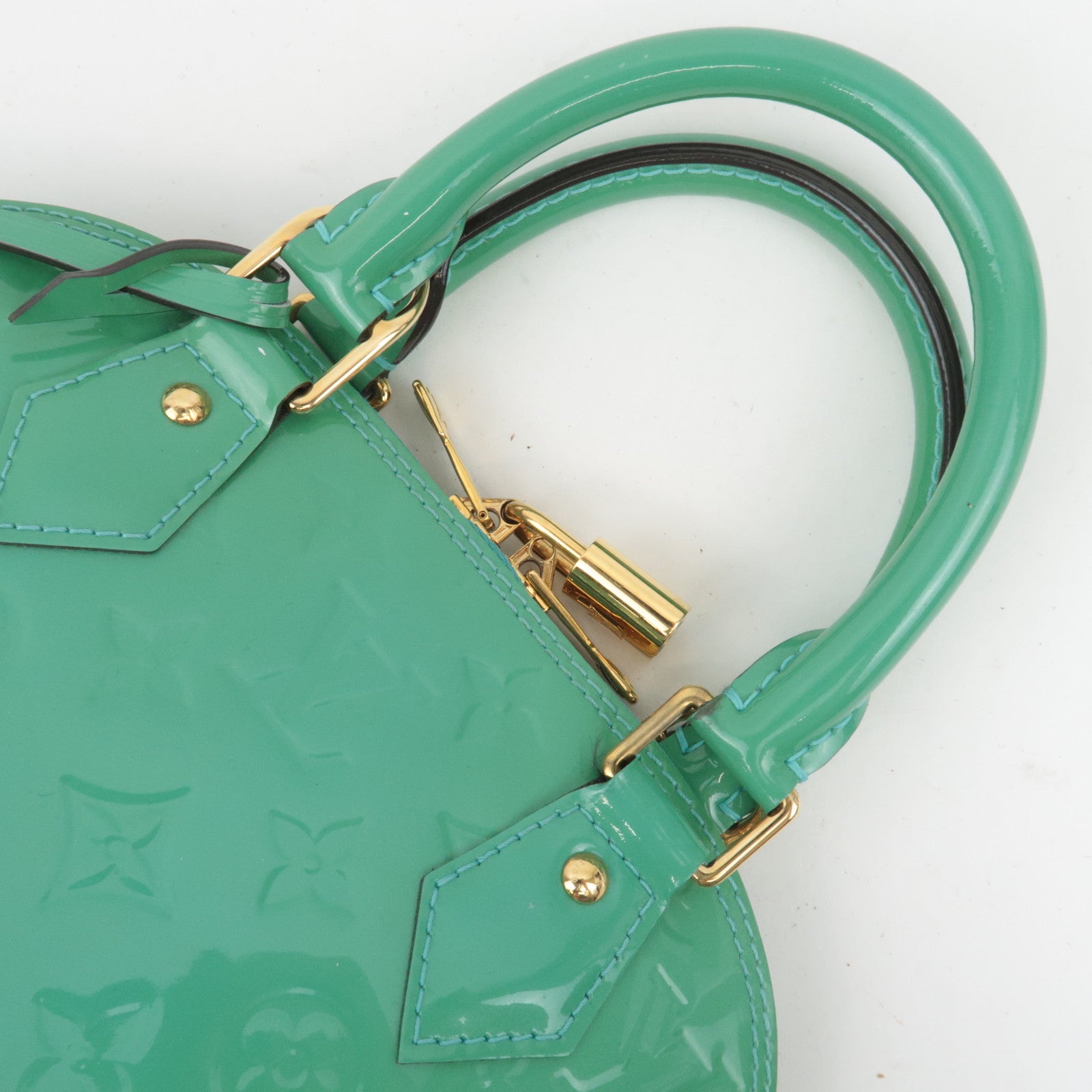 Louis Vuitton Monogram Vernis Alma BB 2Way Handbag Blue Lagoon M91696