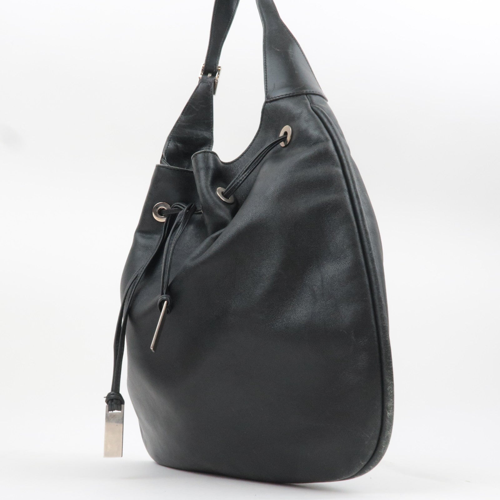 GUCCI Leather Shoulder Bag Black 001.4030