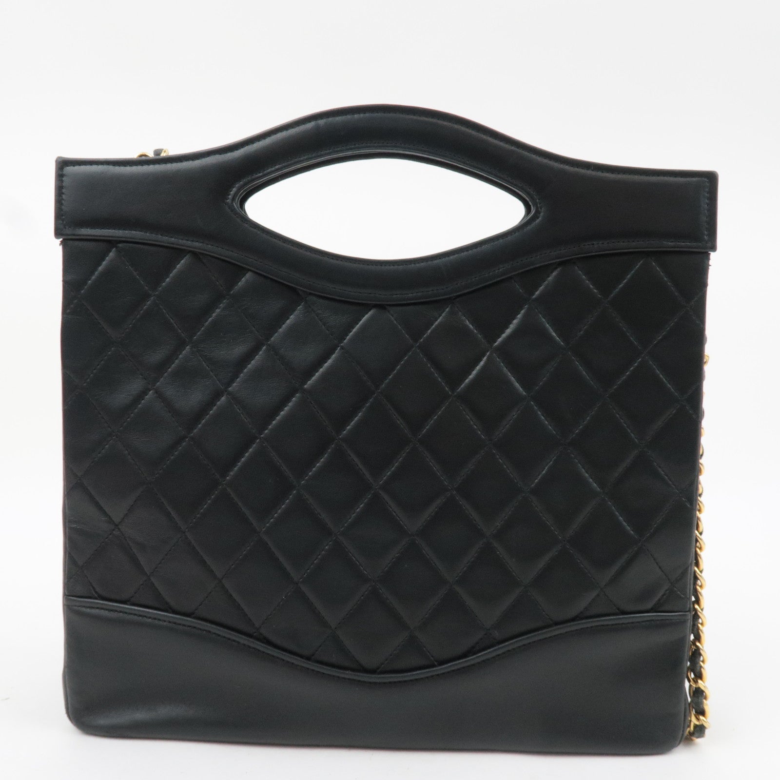 CHANEL 31 (Old model) Matelasse 2Way Chain Shoulder Bag Lambskin Black Gold HDW