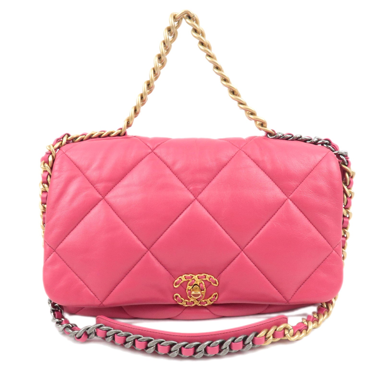 CHANEL Chanel 19 Dixneuf 2Way Chain Shoulder Bag Lambskin Pink Mix HDW89212