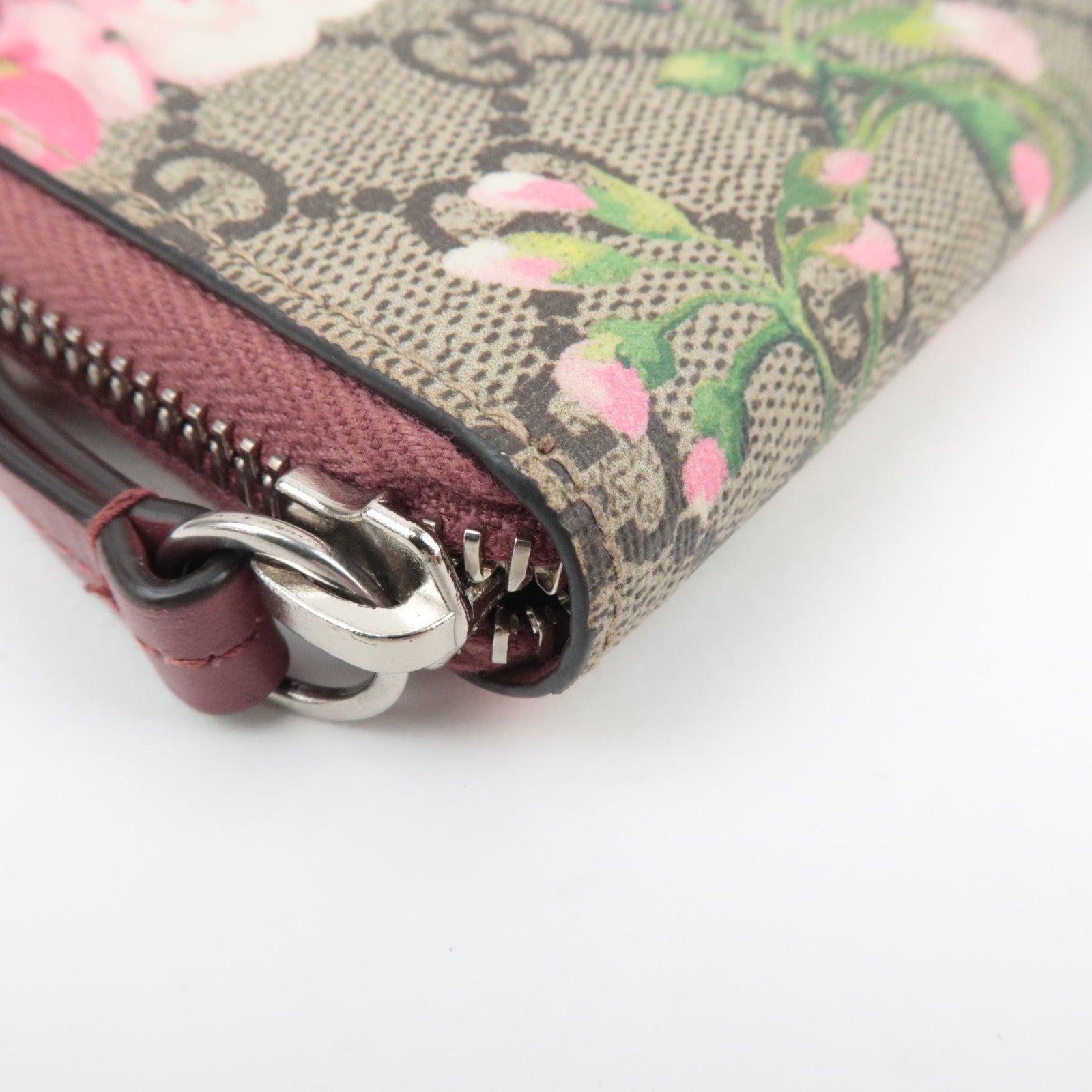 GUCCI GG Blooms GG Supreme Coin Case Card Case Beige Pink 421310