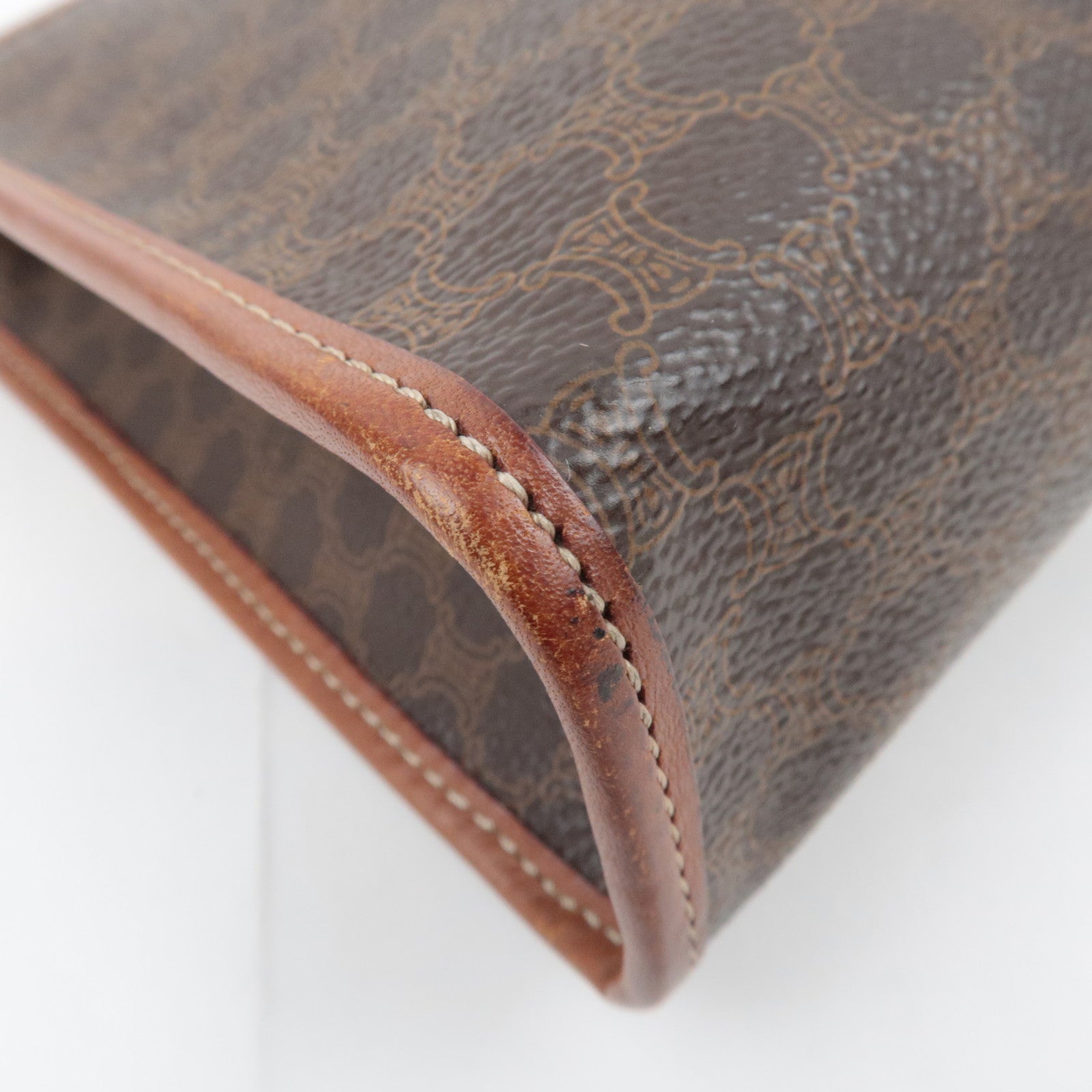 CELINE Macadam PVC Leather Clutch Bag Brown
