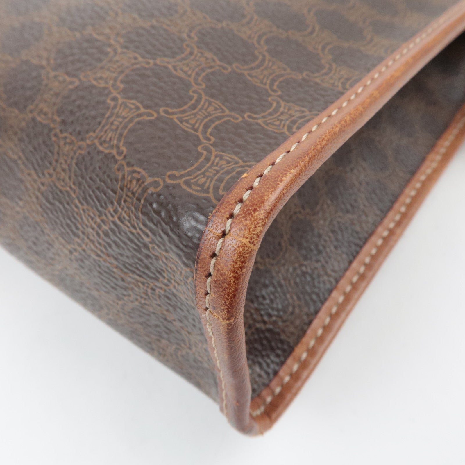 CELINE Macadam PVC Leather Clutch Bag Brown