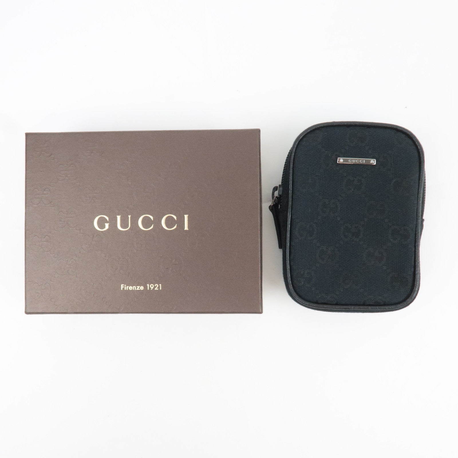 GUCCI GG Canvas Cigarette Case Mini Pouch Black 115249