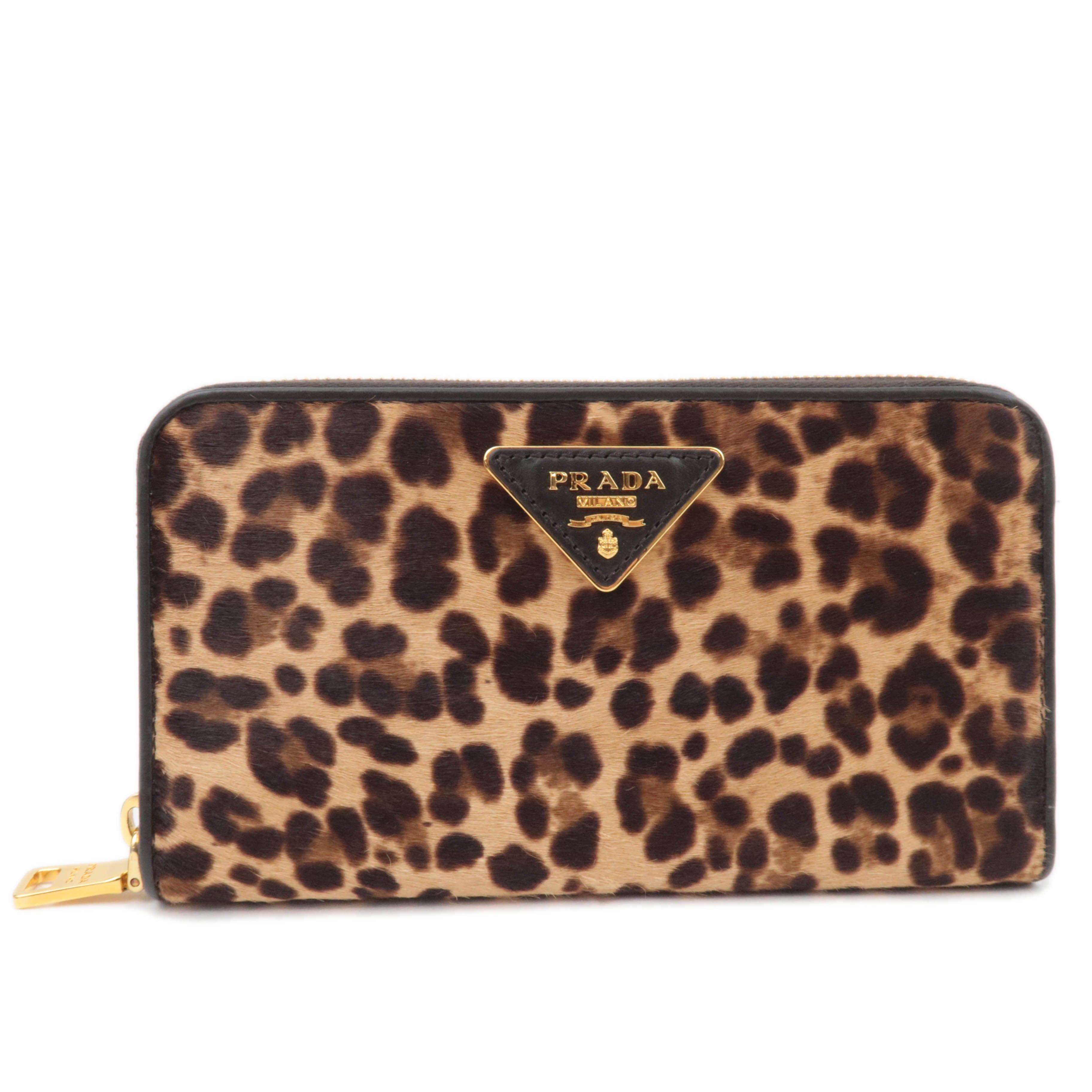 PRADA Leopard Calf Hair Long Wallet Brown 1M050689253