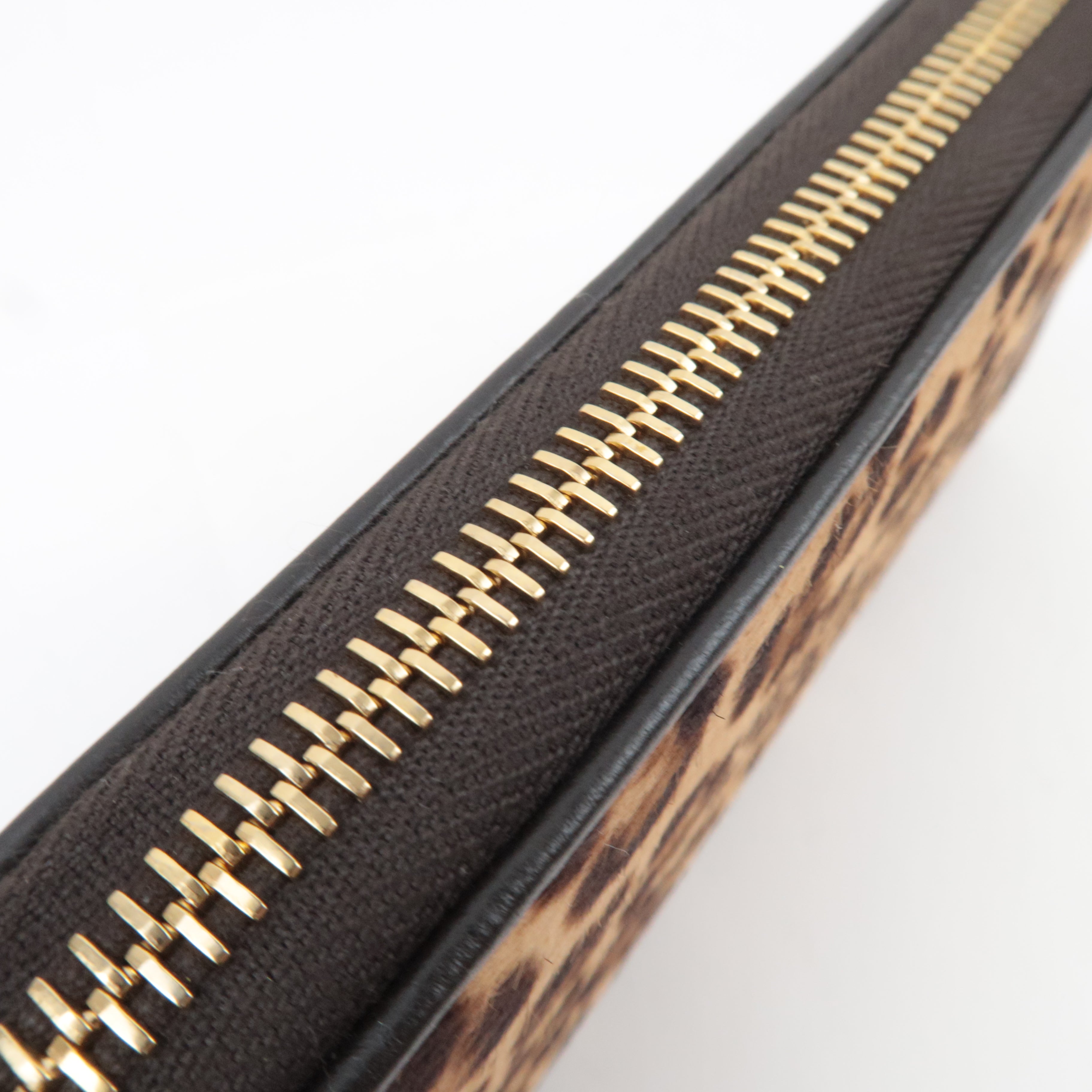 PRADA Leopard Calf Hair Long Wallet Brown 1M0506