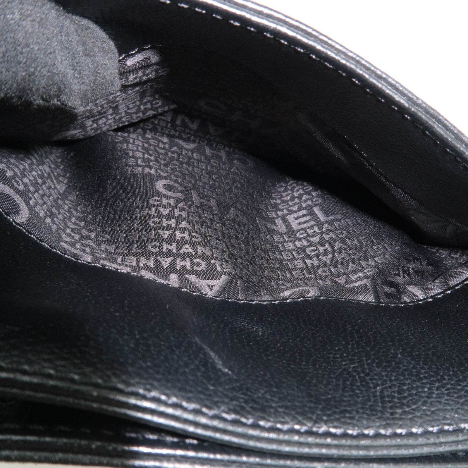 CHANEL 2.55 Leather Tote Bag Black Silver HDW