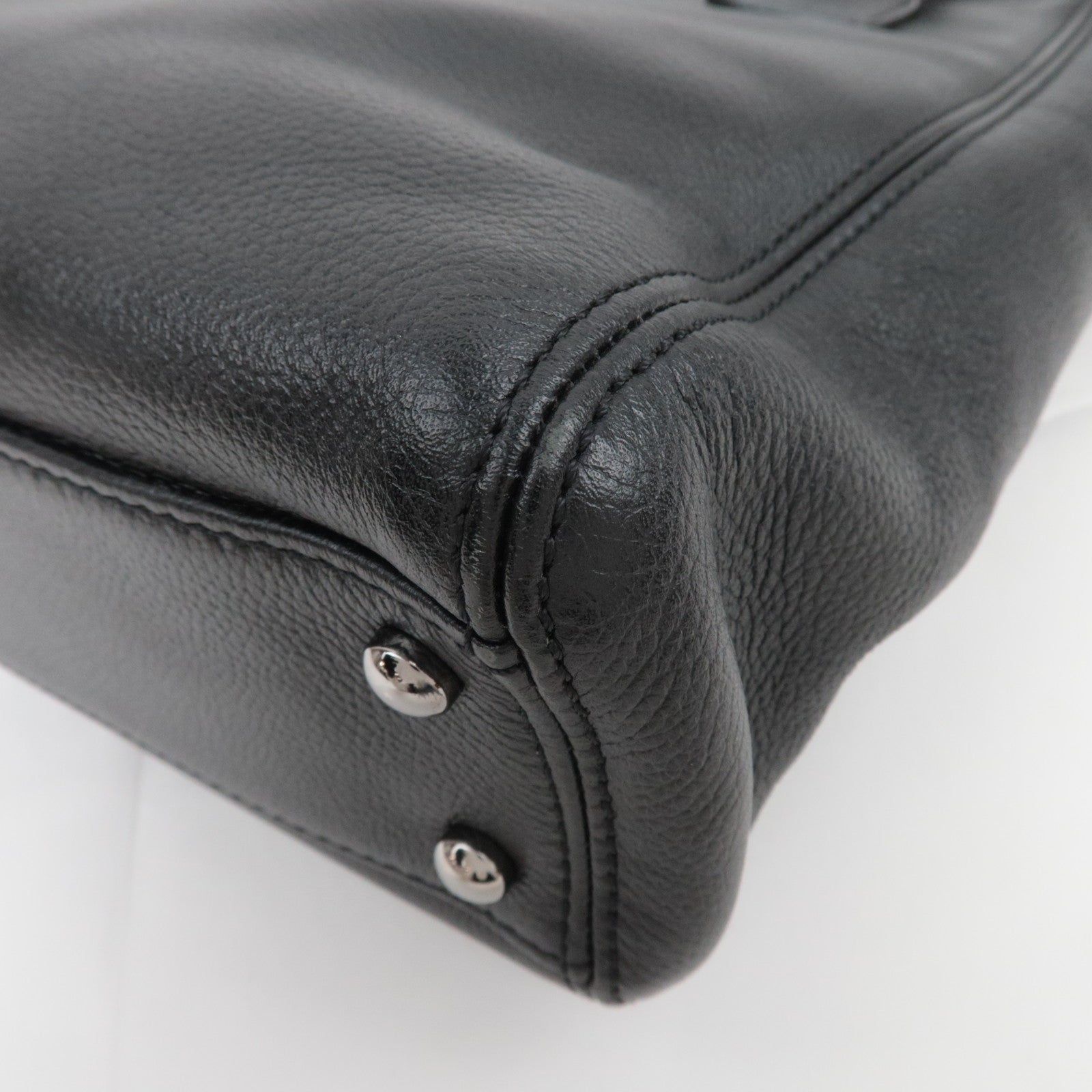 CHANEL 2.55 Leather Tote Bag Black Silver HDW