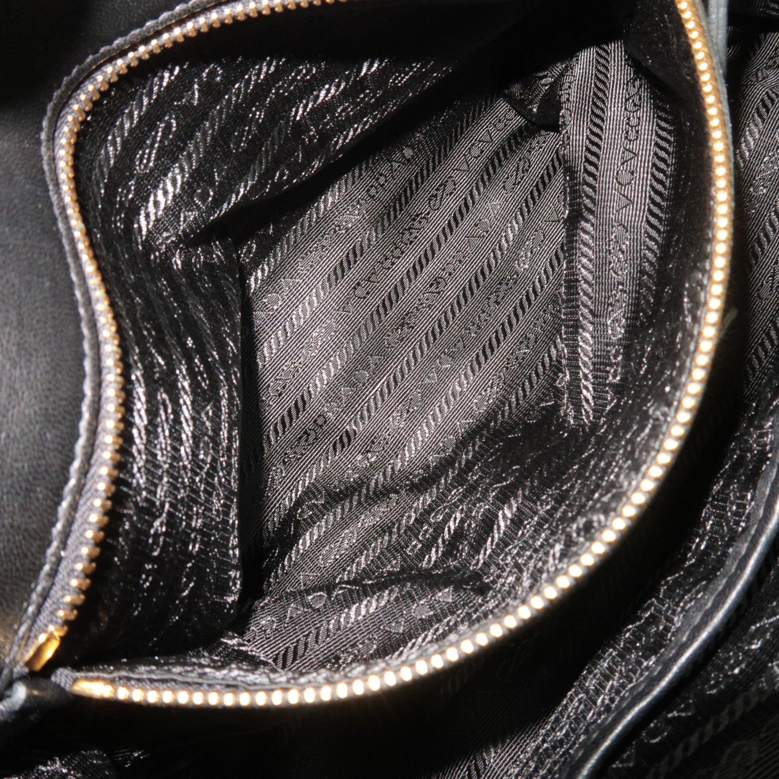 PRADA Gathered Nappa Leather 2Way Handbag Black BN1407