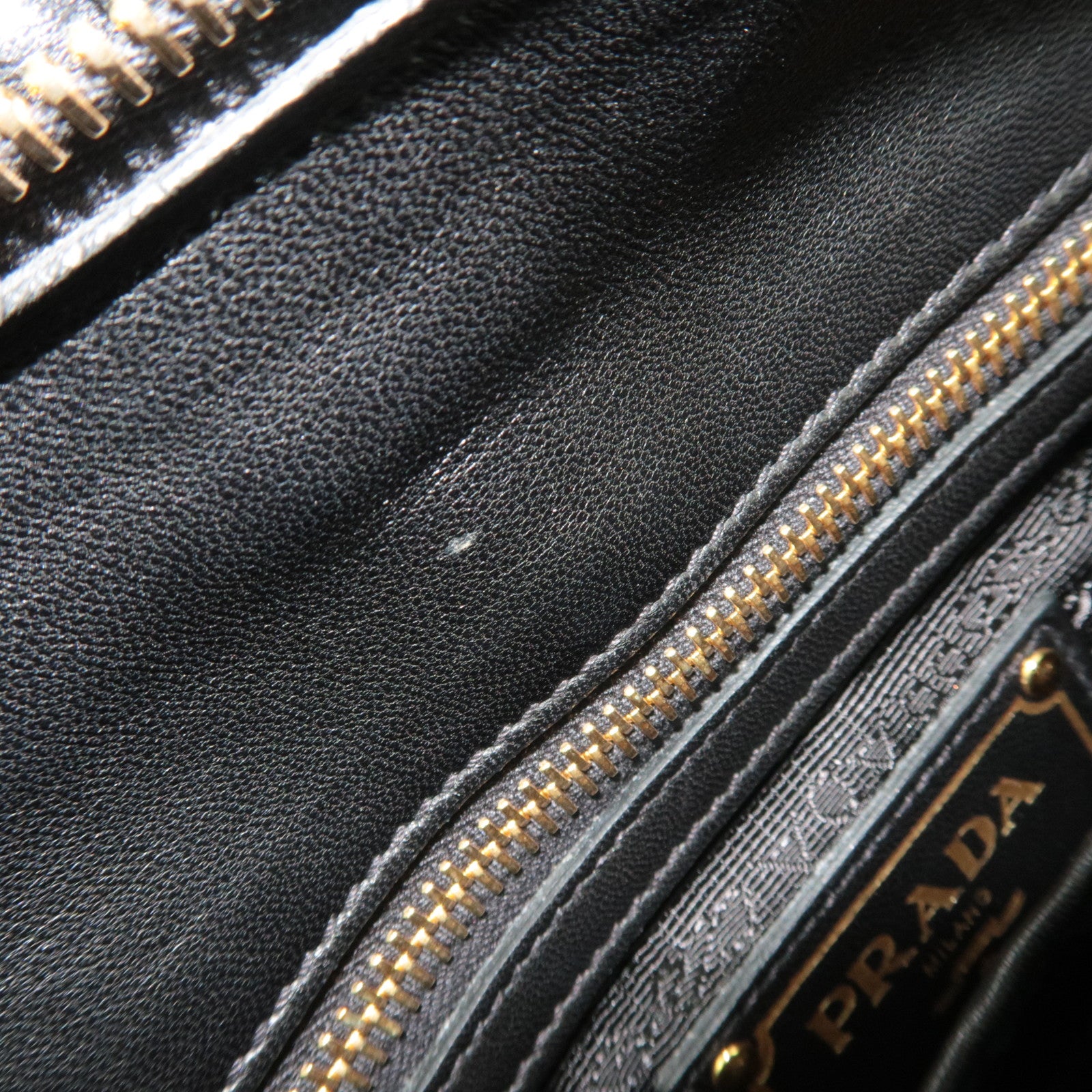 PRADA Gathered Nappa Leather 2Way Handbag Black BN1407