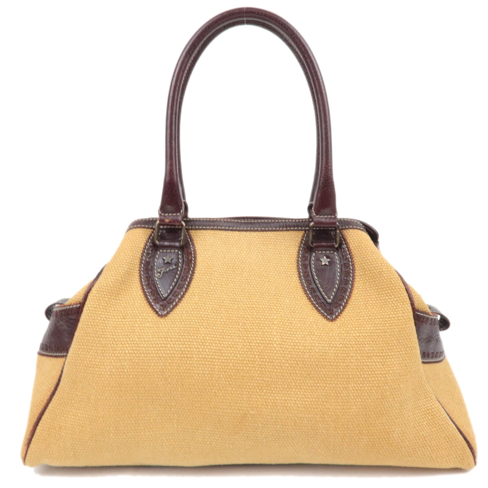 FENDI Etonico Canvas Leather Tote Bag Brown 8BN16289265