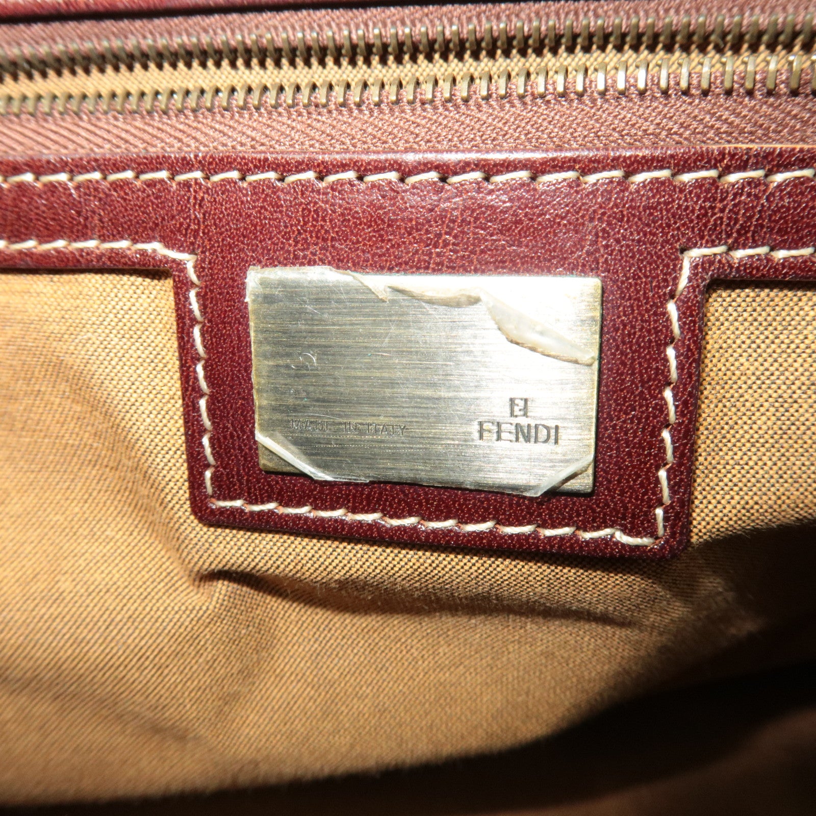 FENDI Etonico Canvas Leather Tote Bag Brown 8BN162