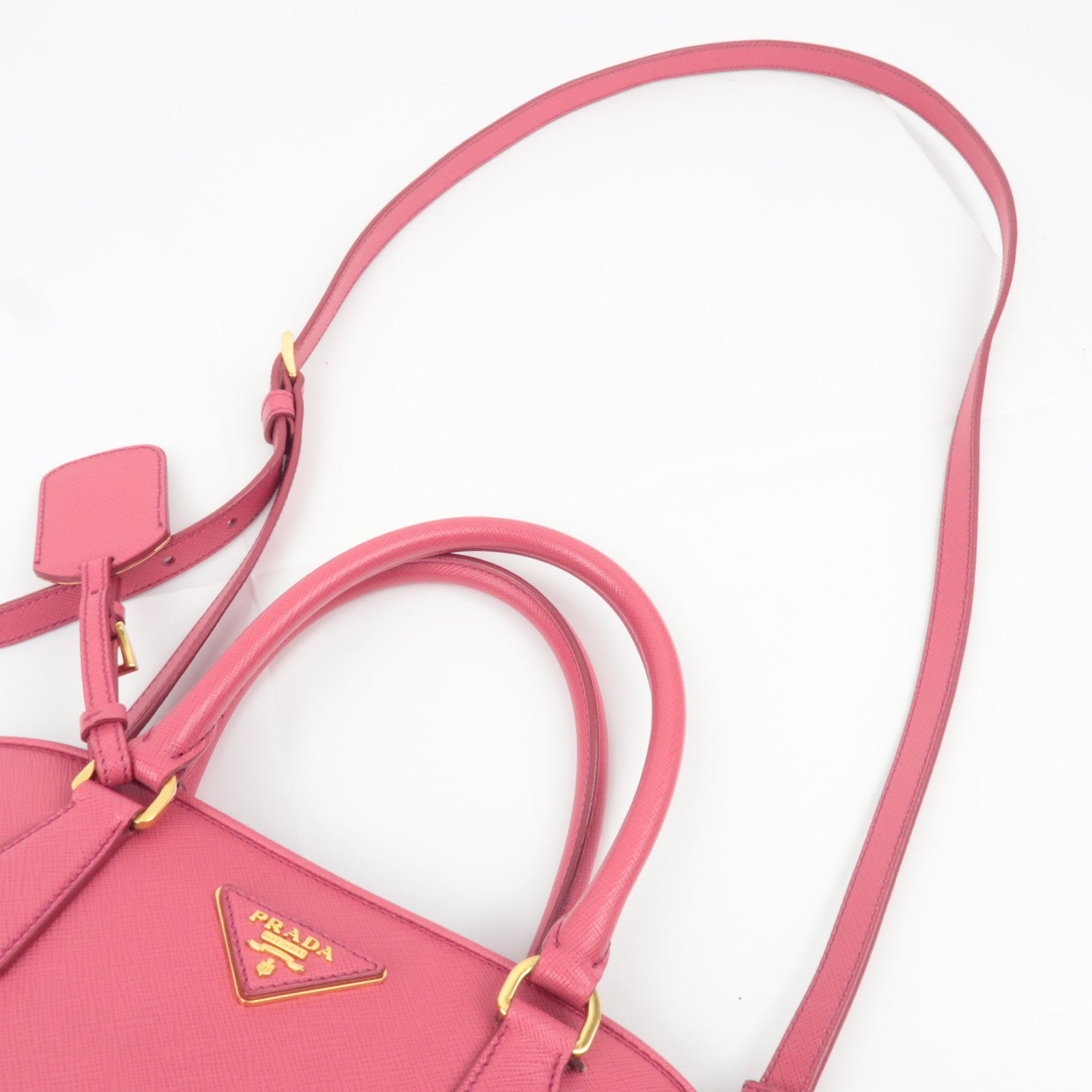 PRADA Saffiano 2Way Leather Handbag Pink BN2567