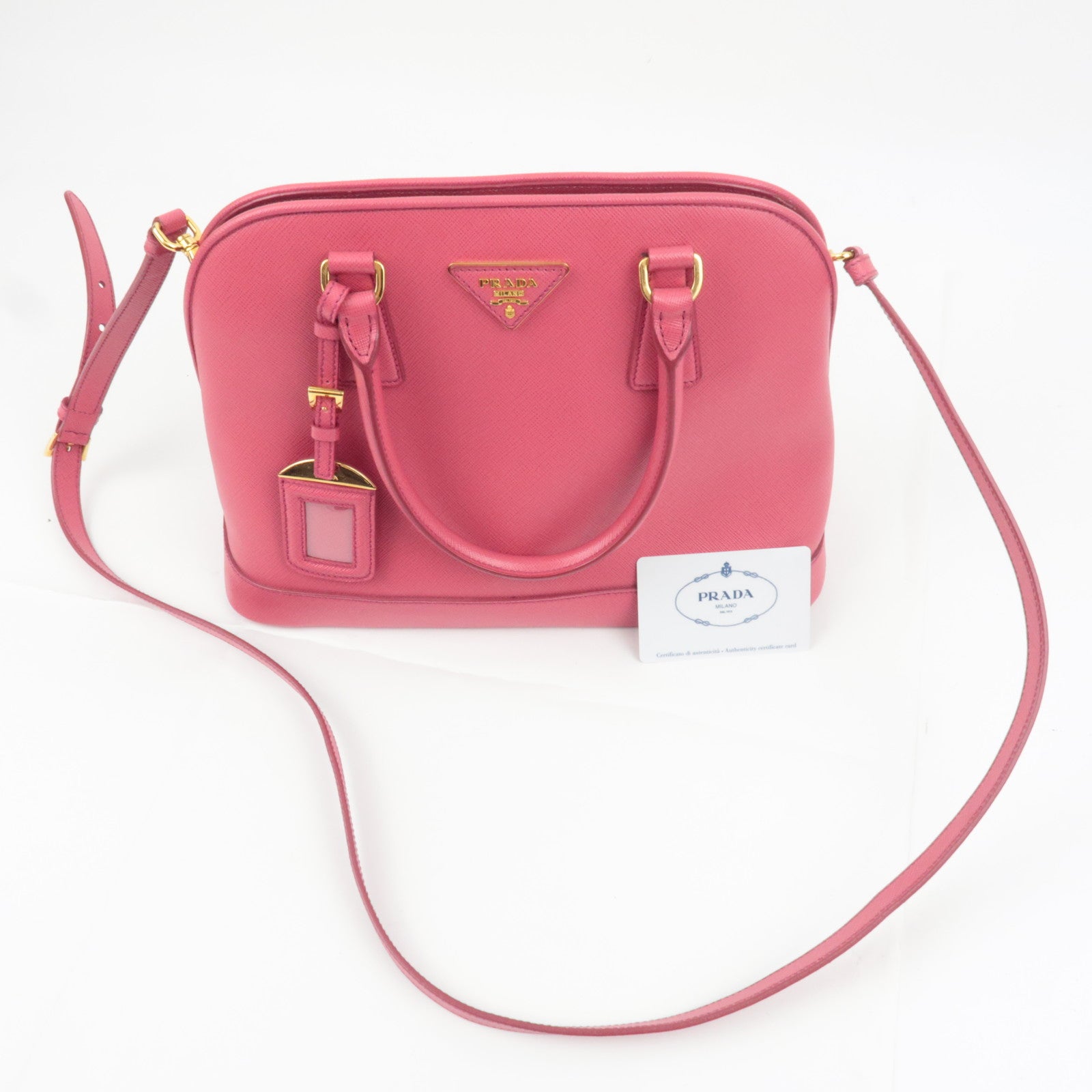 PRADA Saffiano 2Way Leather Handbag Pink BN2567