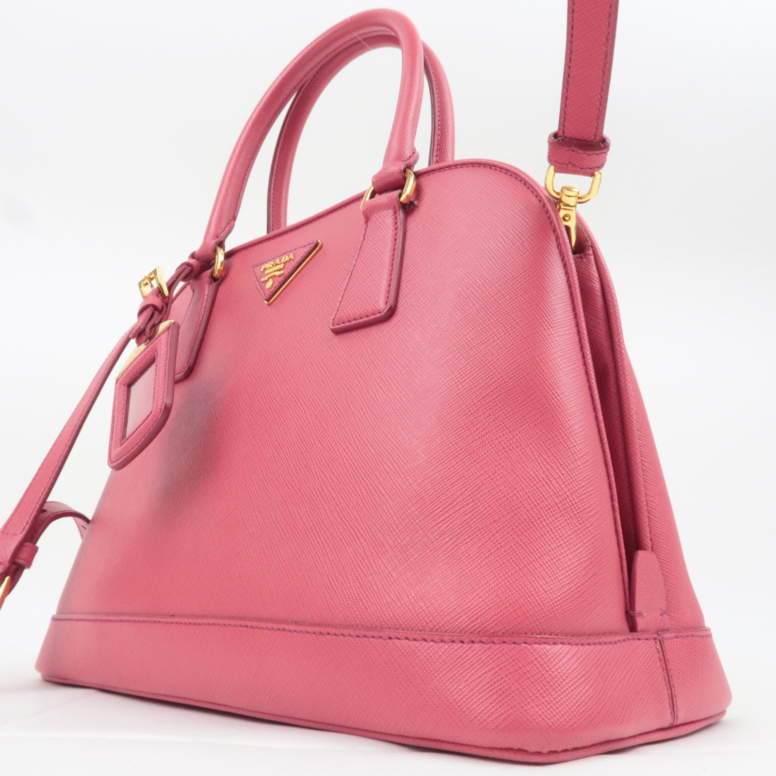 PRADA Saffiano 2Way Leather Handbag Pink BN2567