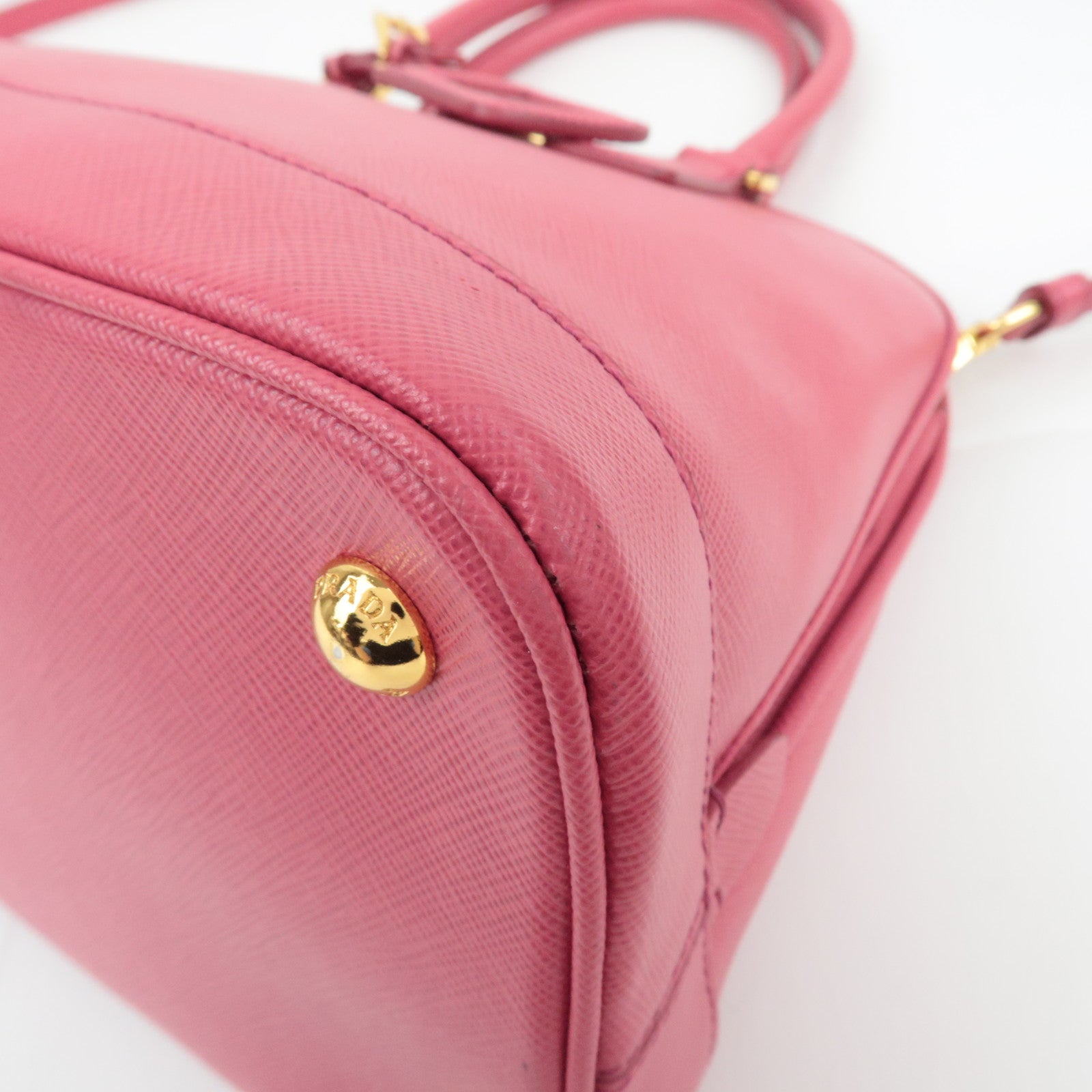 PRADA Saffiano 2Way Leather Handbag Pink BN2567