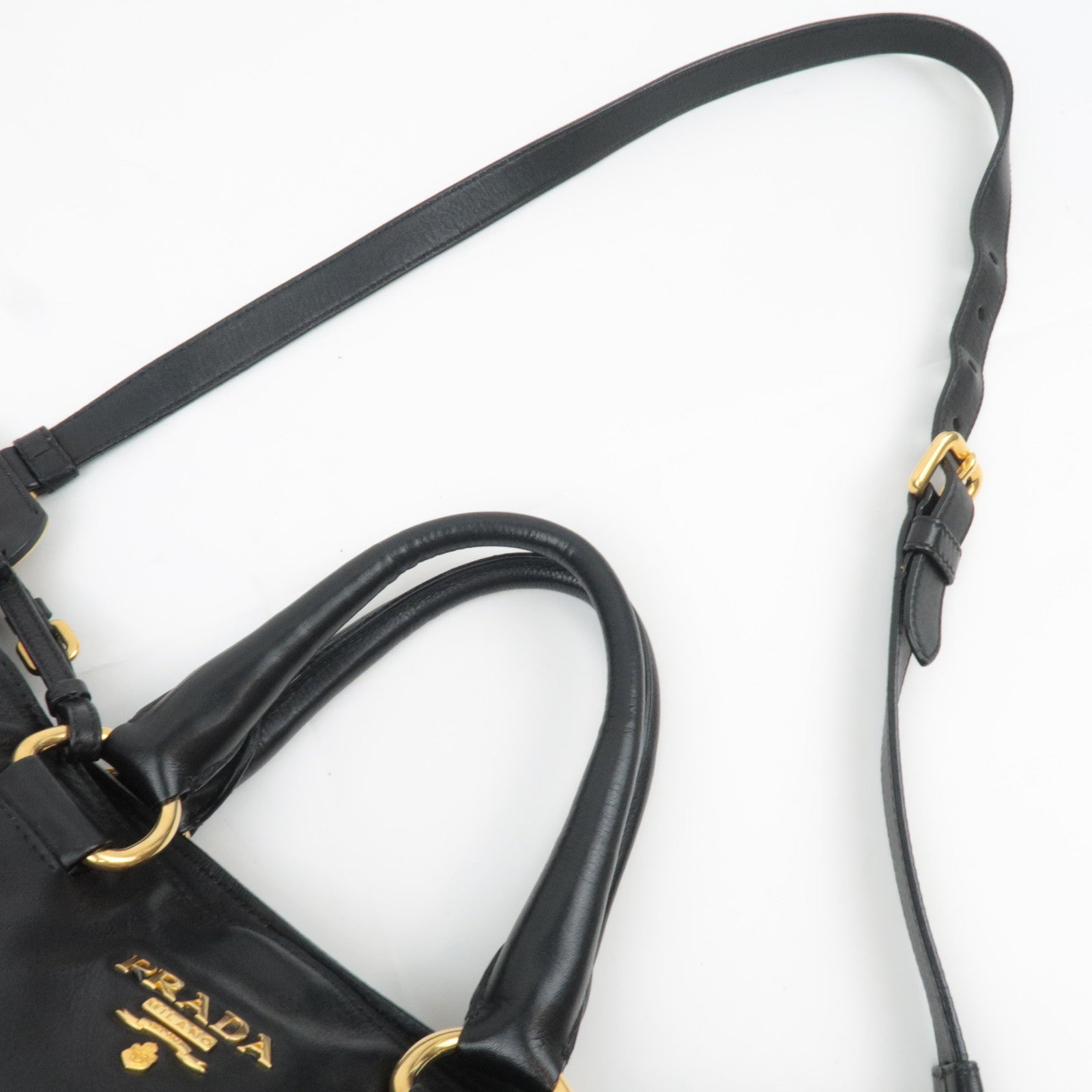 PRADA 2Way Leather Tote Bag Black