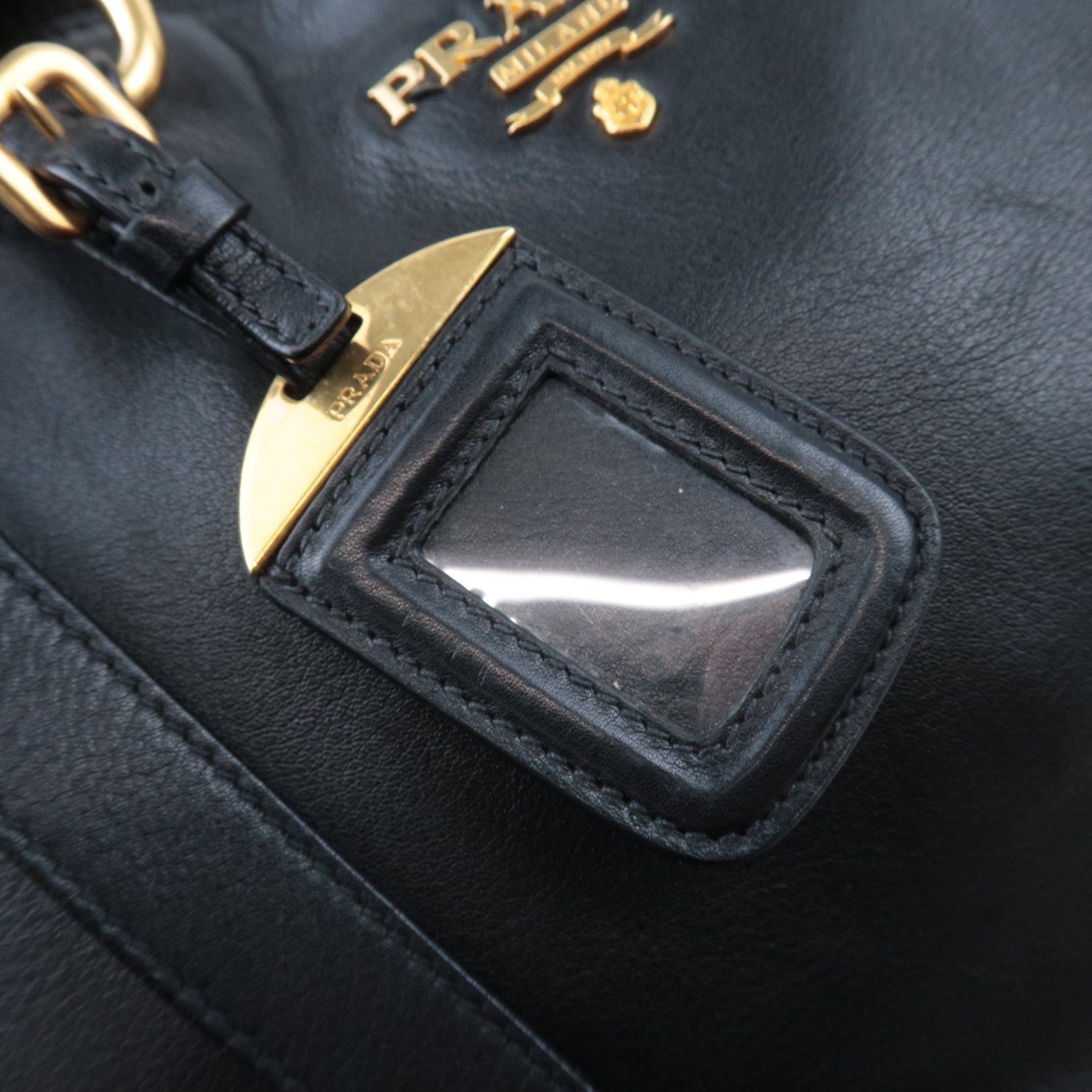 PRADA 2Way Leather Tote Bag Black
