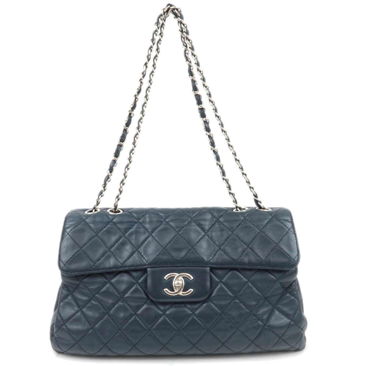 CHANEL Matelasse Flap Chain Shoulder Bag Lambskin Navy89275
