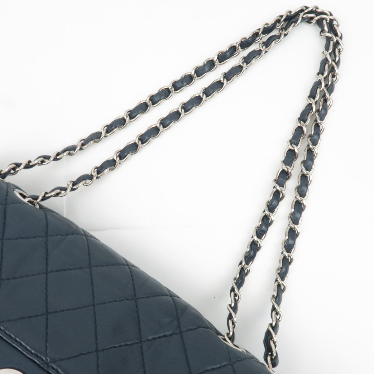CHANEL Matelasse Flap Chain Shoulder Bag Lambskin Navy