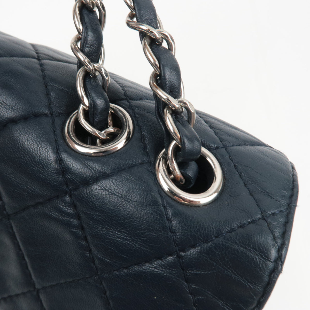 CHANEL Matelasse Flap Chain Shoulder Bag Lambskin Navy