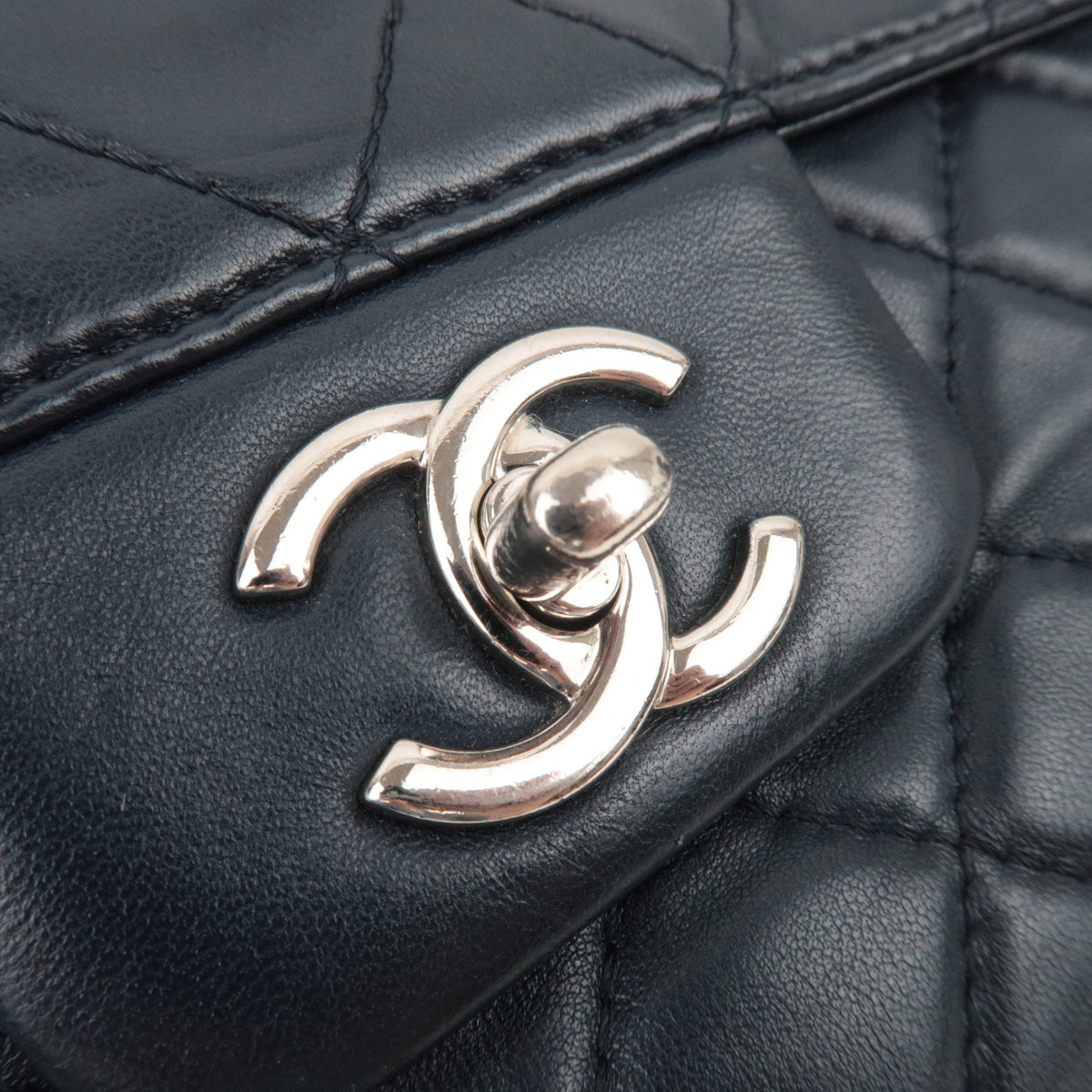 CHANEL Matelasse Flap Chain Shoulder Bag Lambskin Navy