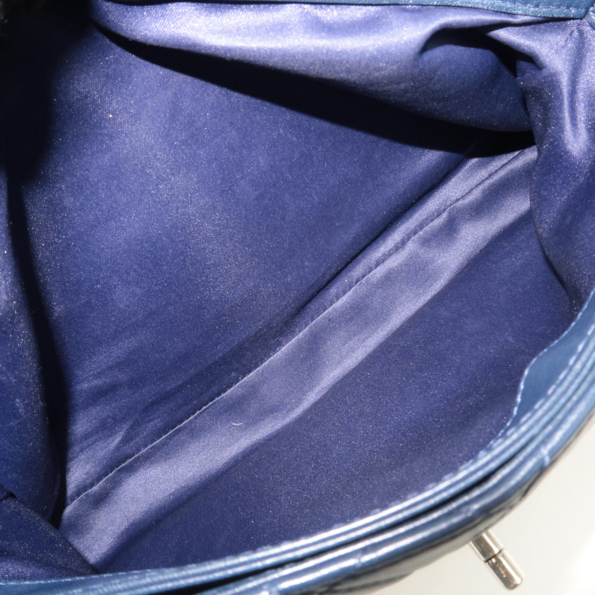 CHANEL Matelasse Flap Chain Shoulder Bag Lambskin Navy