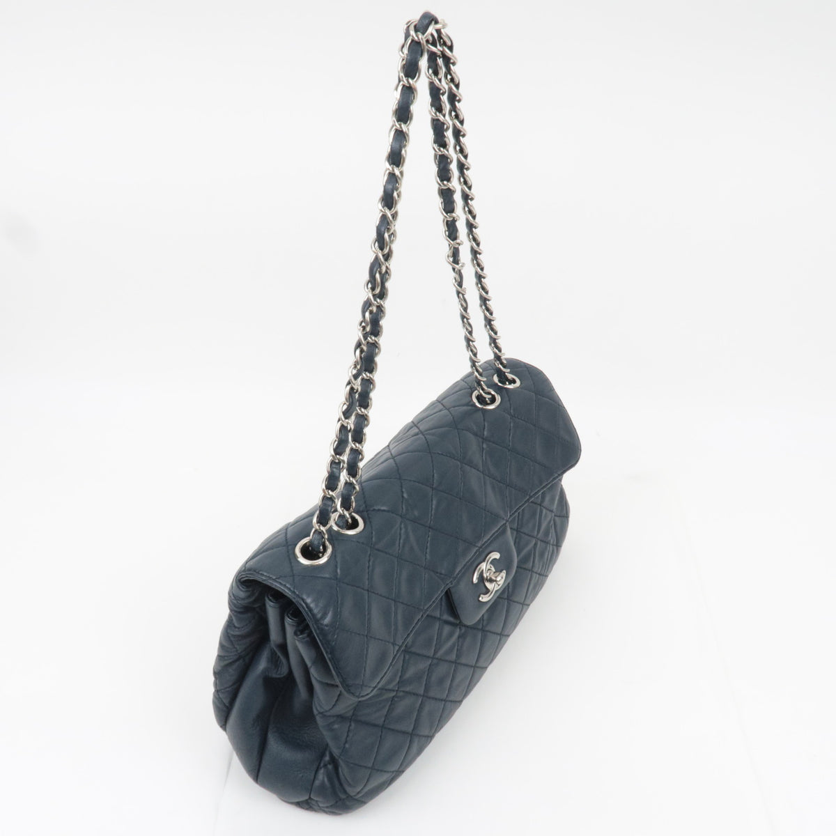 CHANEL Matelasse Flap Chain Shoulder Bag Lambskin Navy