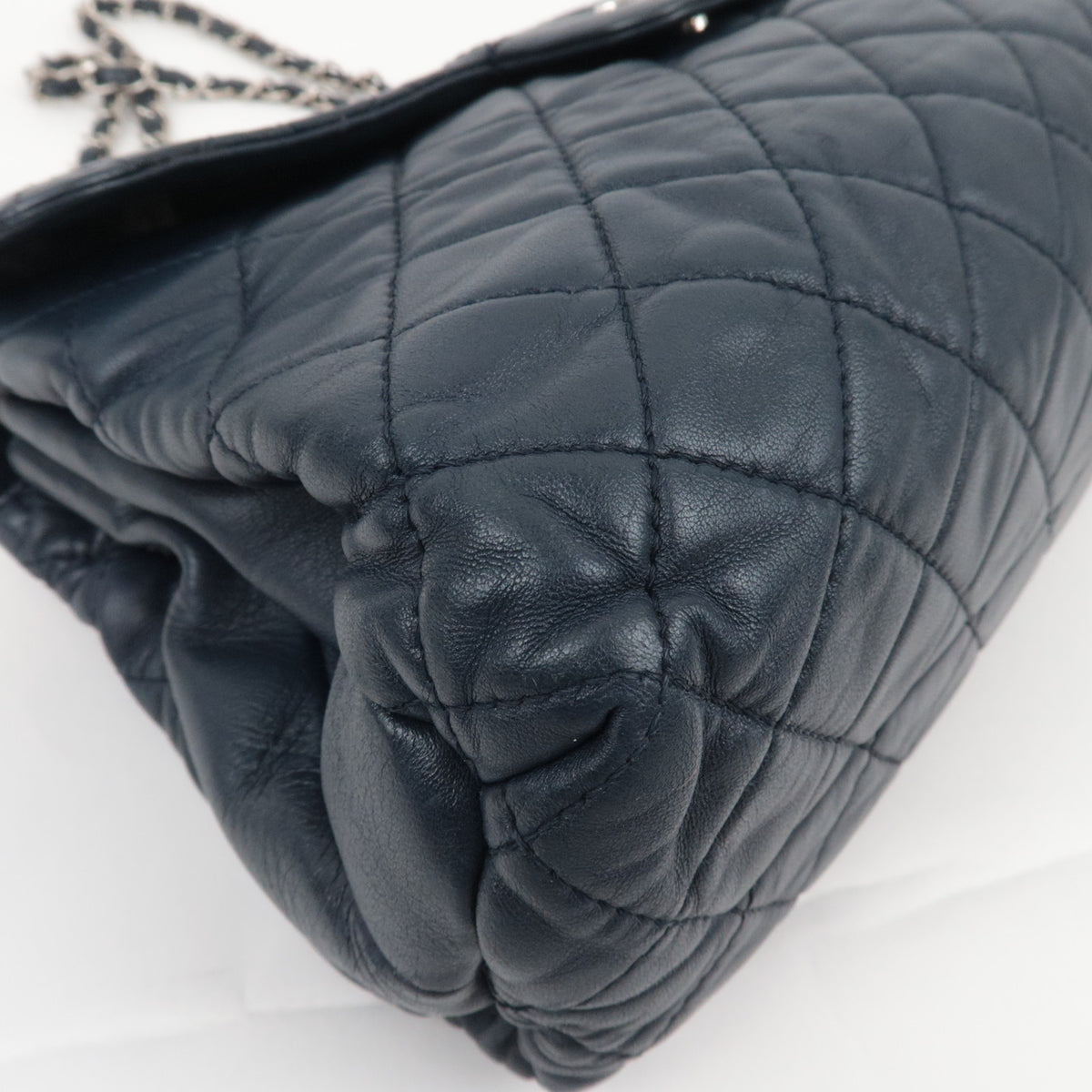 CHANEL Matelasse Flap Chain Shoulder Bag Lambskin Navy