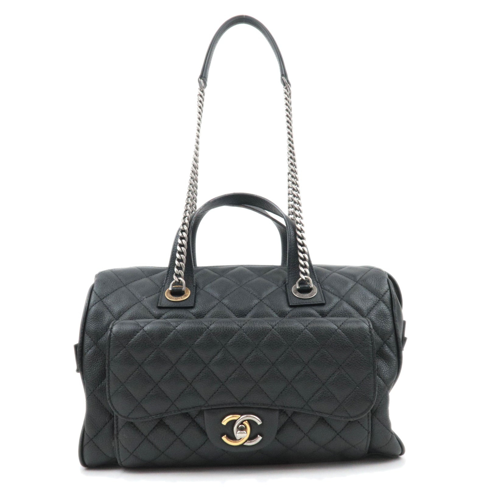 CHANEL Matelasse 2Way Leather Chain Shoulder Bag Black Mix HDW89280