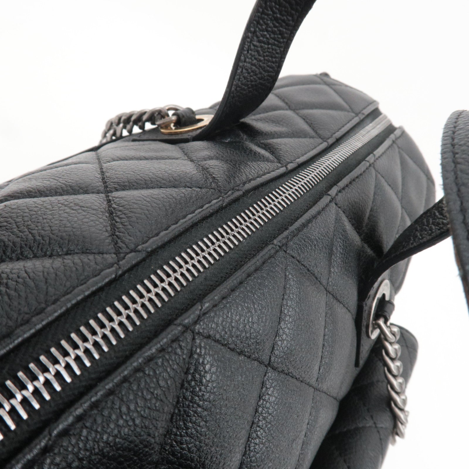 CHANEL Matelasse 2Way Leather Chain Shoulder Bag Black Mix HDW