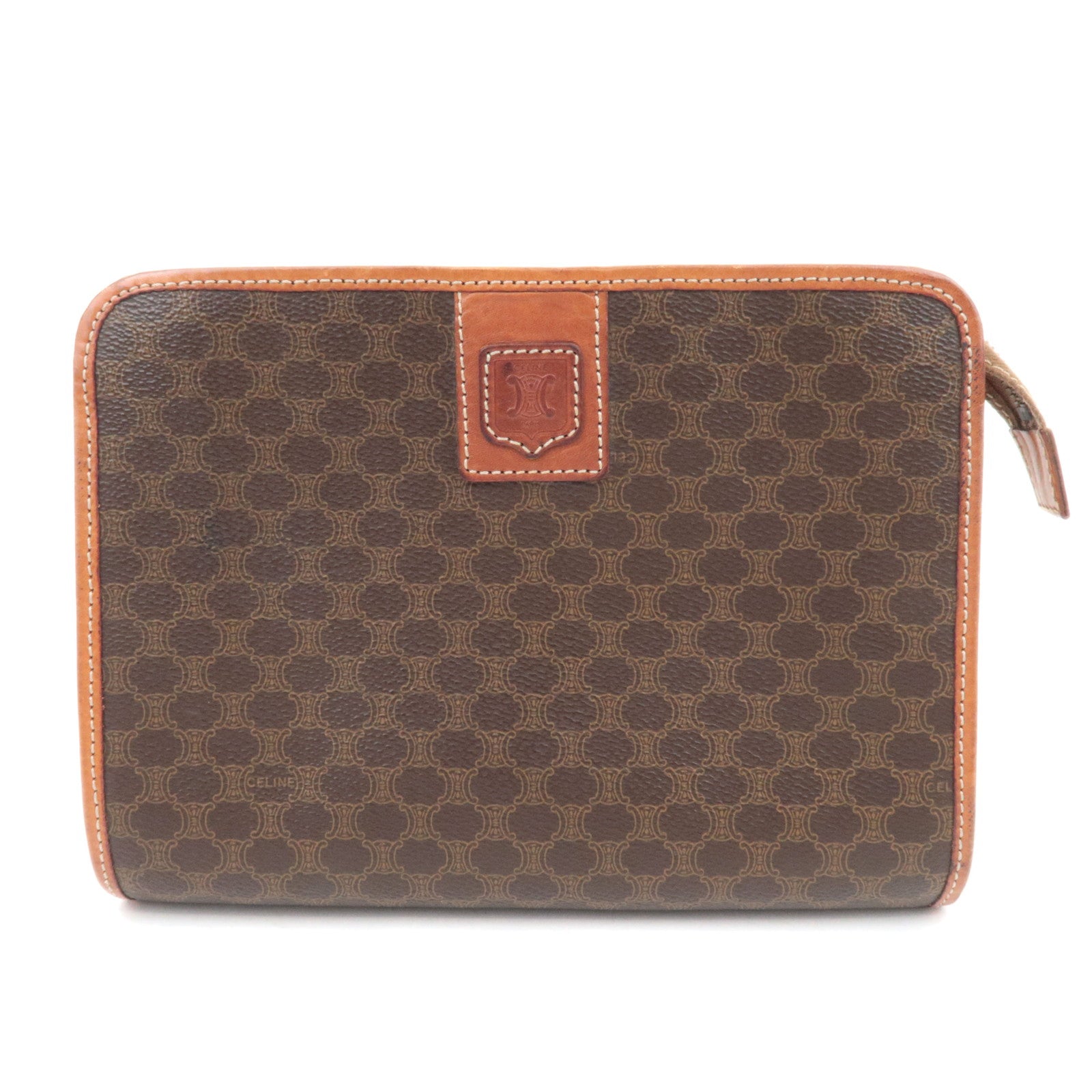 CELINE Macadam PVC Leather Clutch Bag Brown89319
