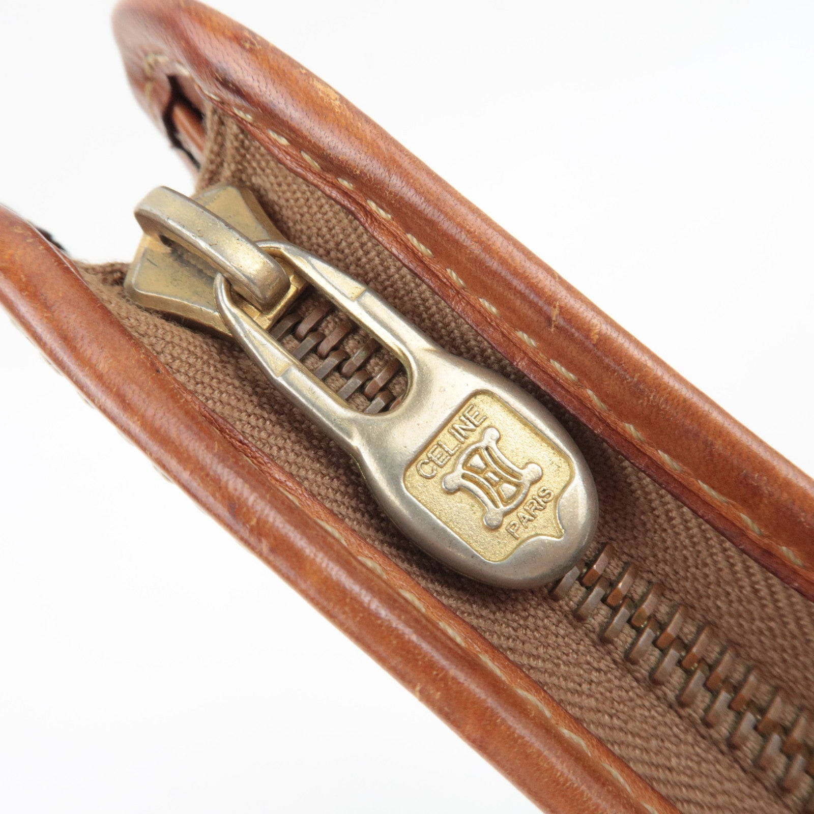 CELINE Macadam PVC Leather Clutch Bag Brown
