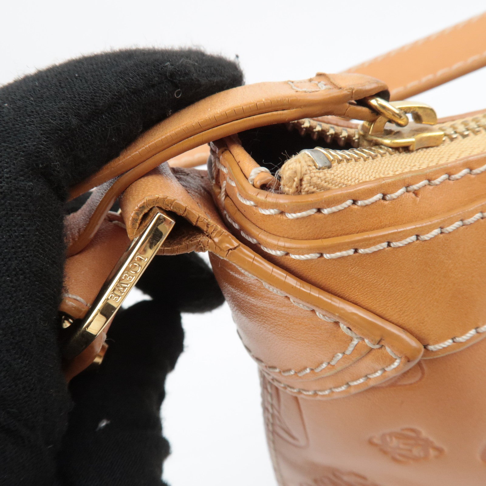 LOEWE 160 ANIVERSARIO Leather Shoulder Bag Brown