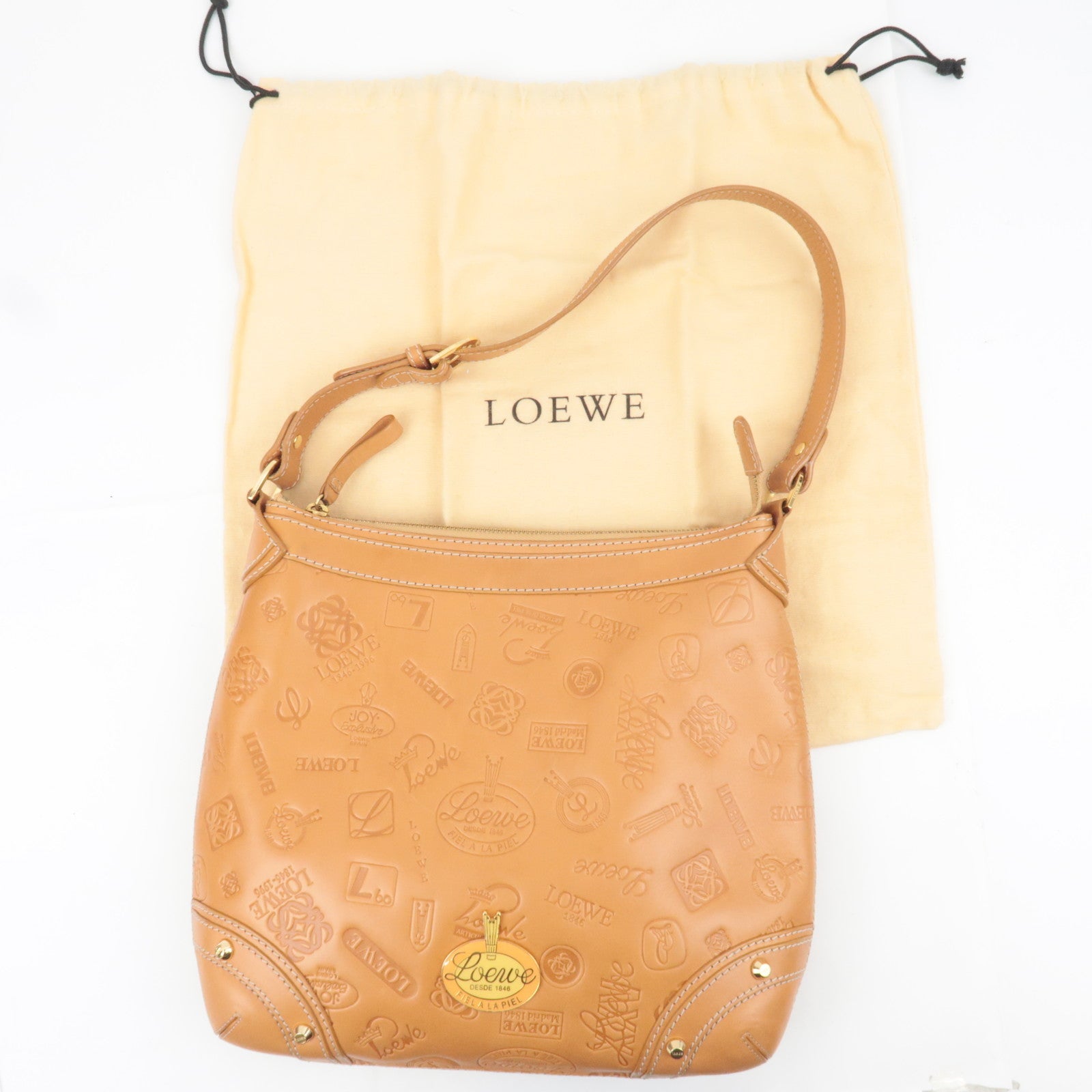 LOEWE 160 ANIVERSARIO Leather Shoulder Bag Brown