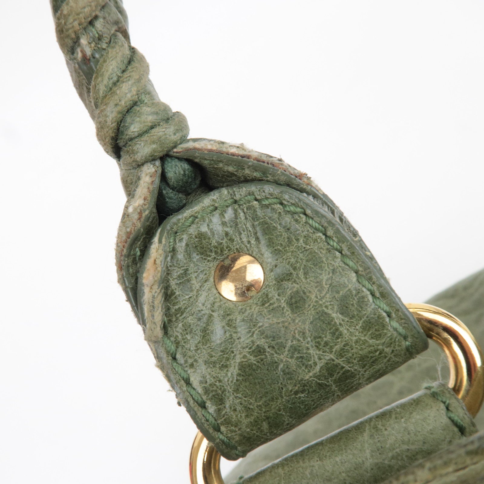 BALENCIAGA The Giant Brief Leather Handbag Green 173085