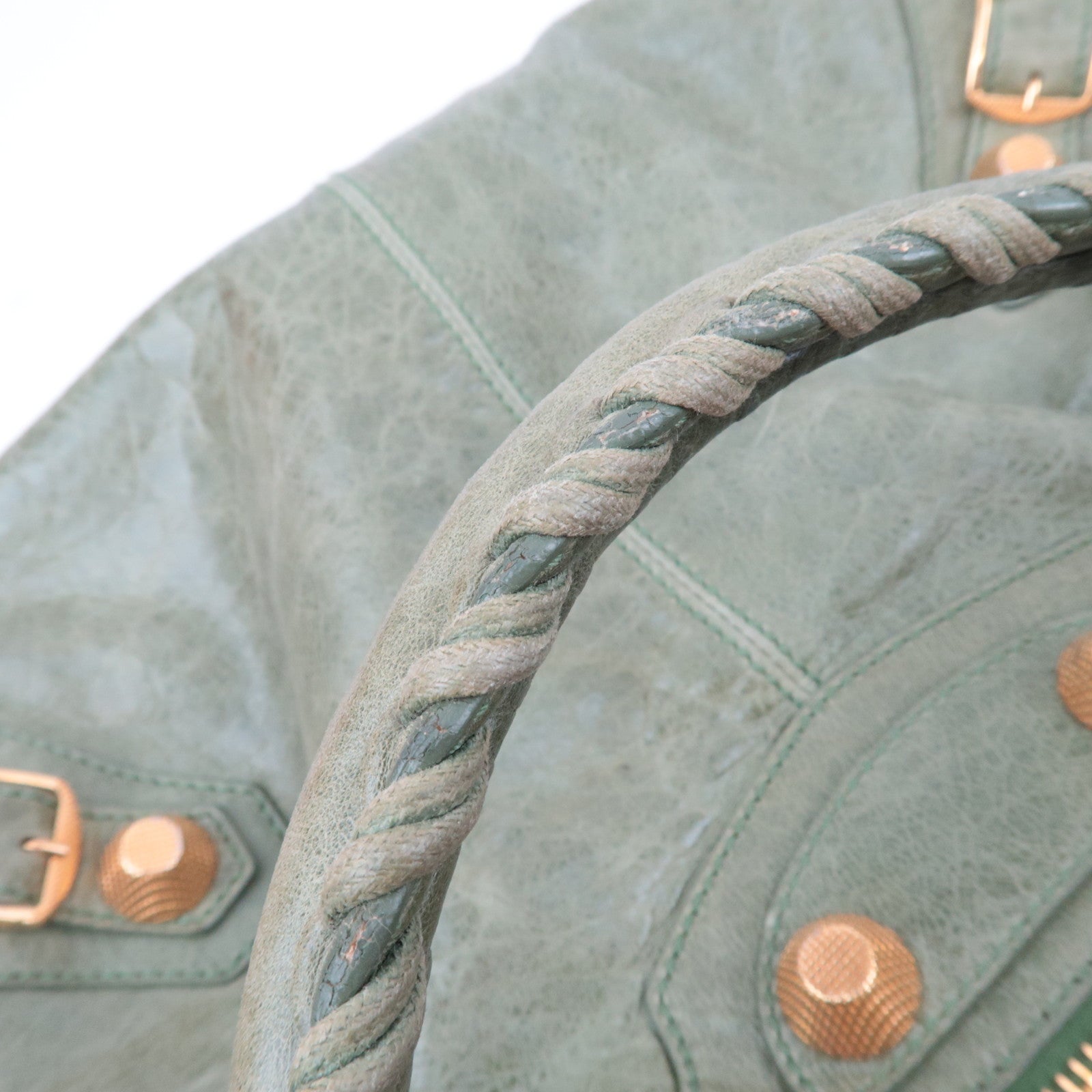 BALENCIAGA The Giant Brief Leather Handbag Green 173085