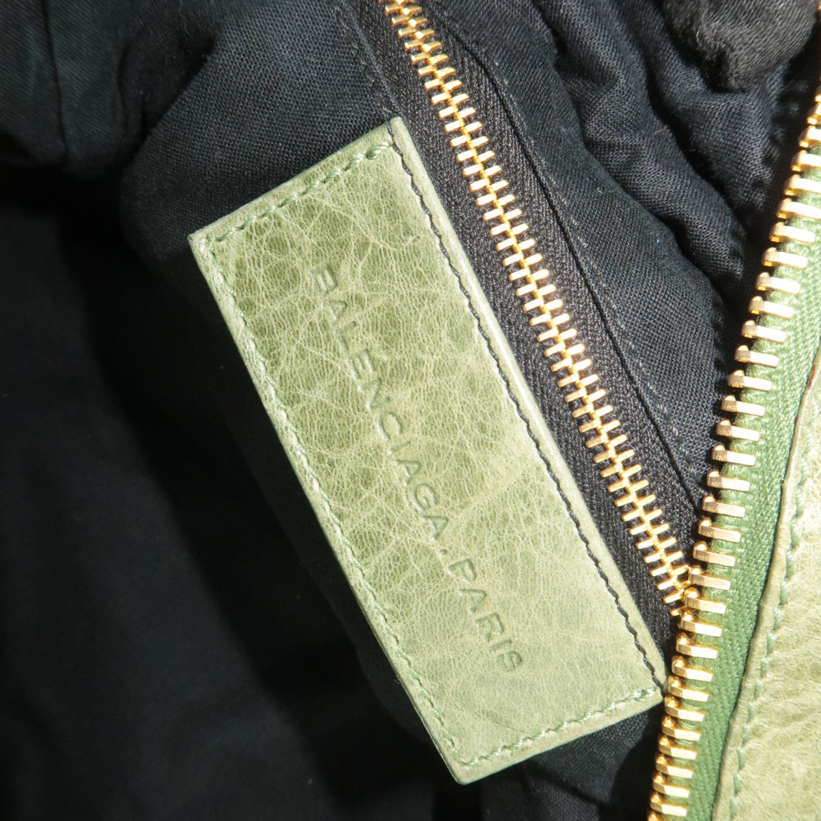 BALENCIAGA The Giant Brief Leather Handbag Green 173085