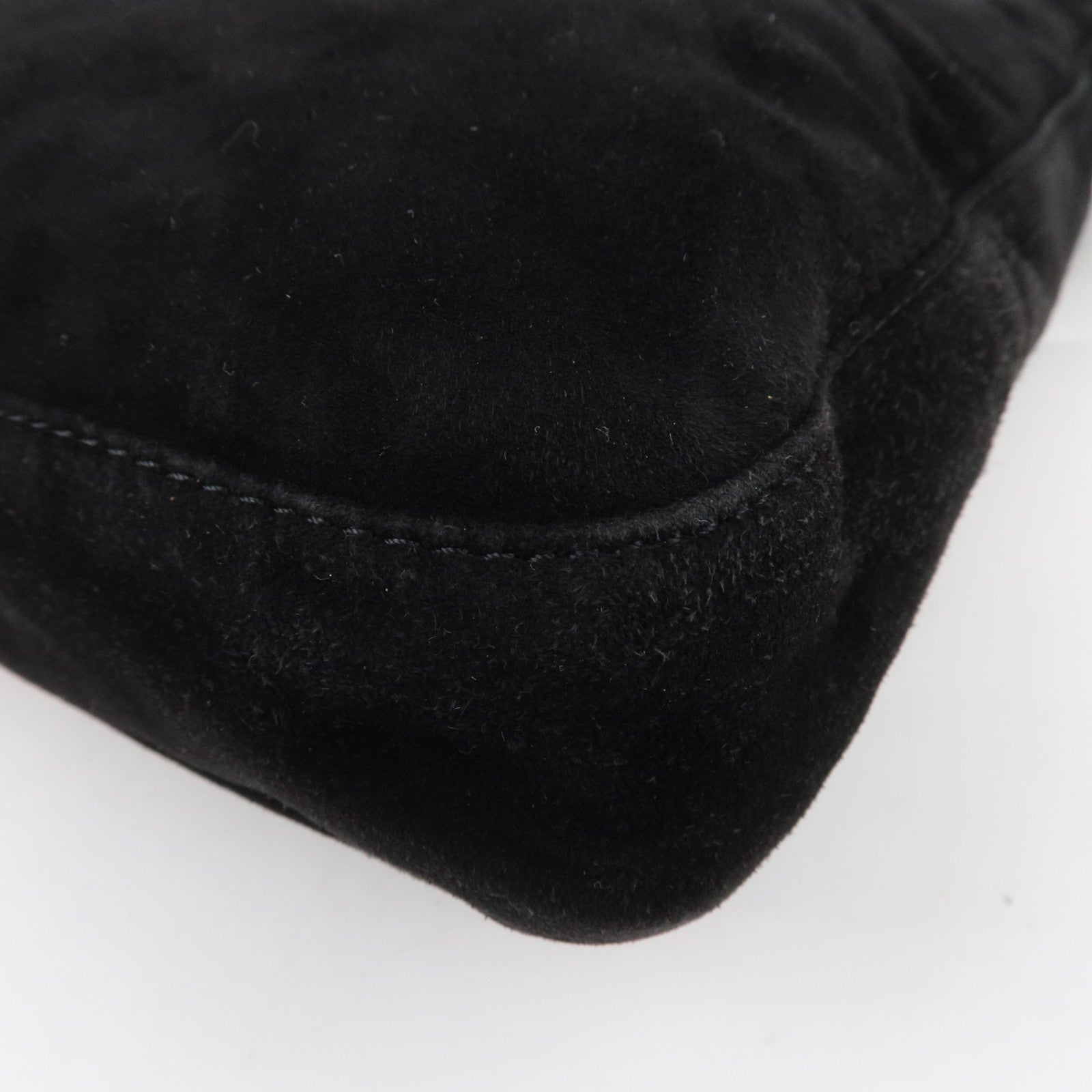 FENDI Suede Shoulder Bag Black 26569