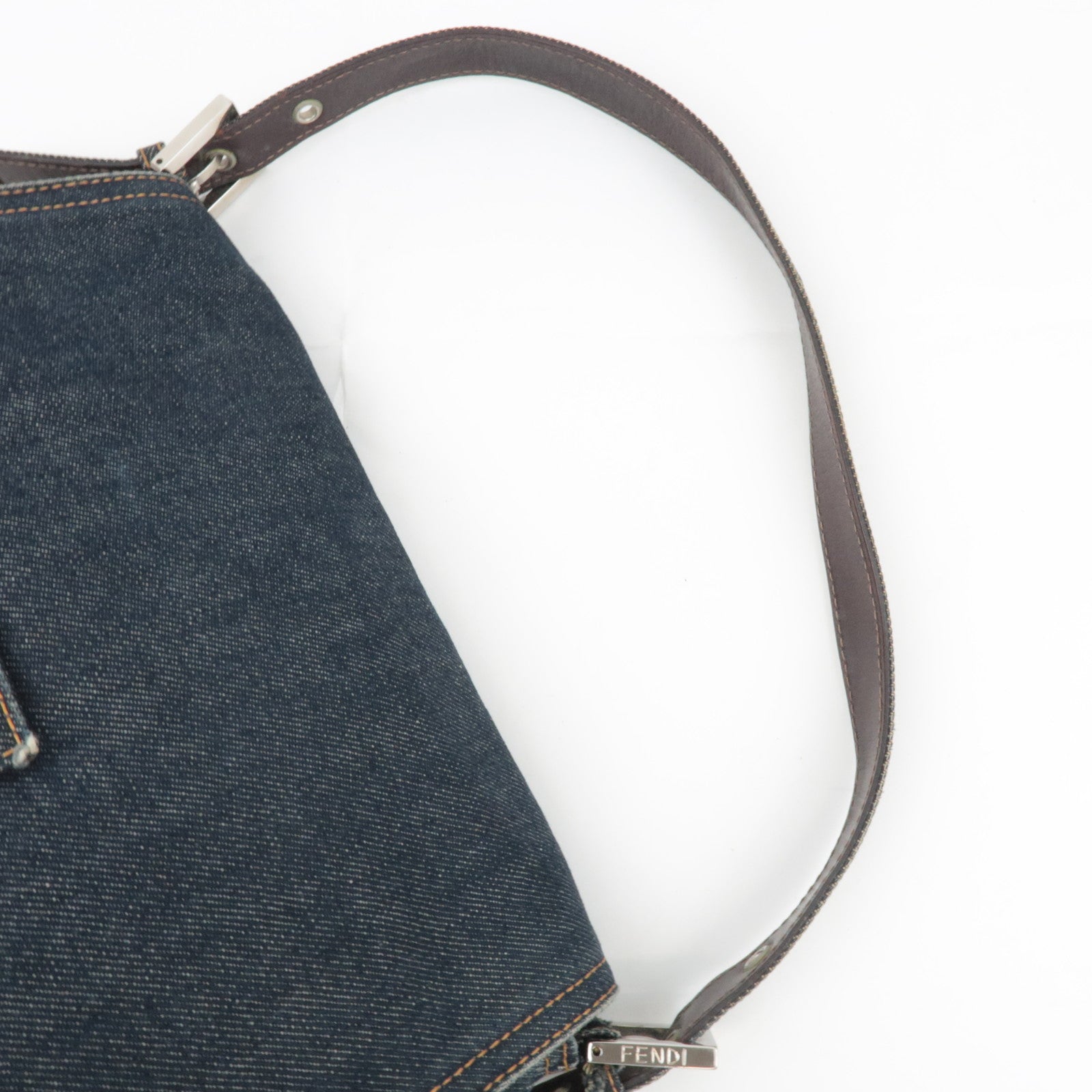 FENDI Mamma Baguette Denim Shoulder Bag Navy 26325