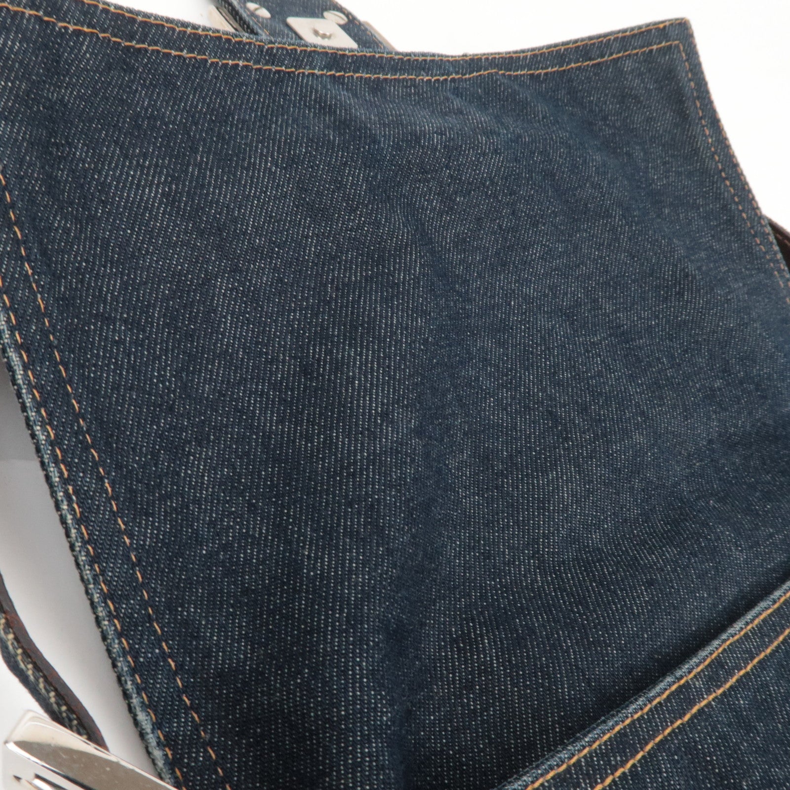 FENDI Mamma Baguette Denim Shoulder Bag Navy 26325