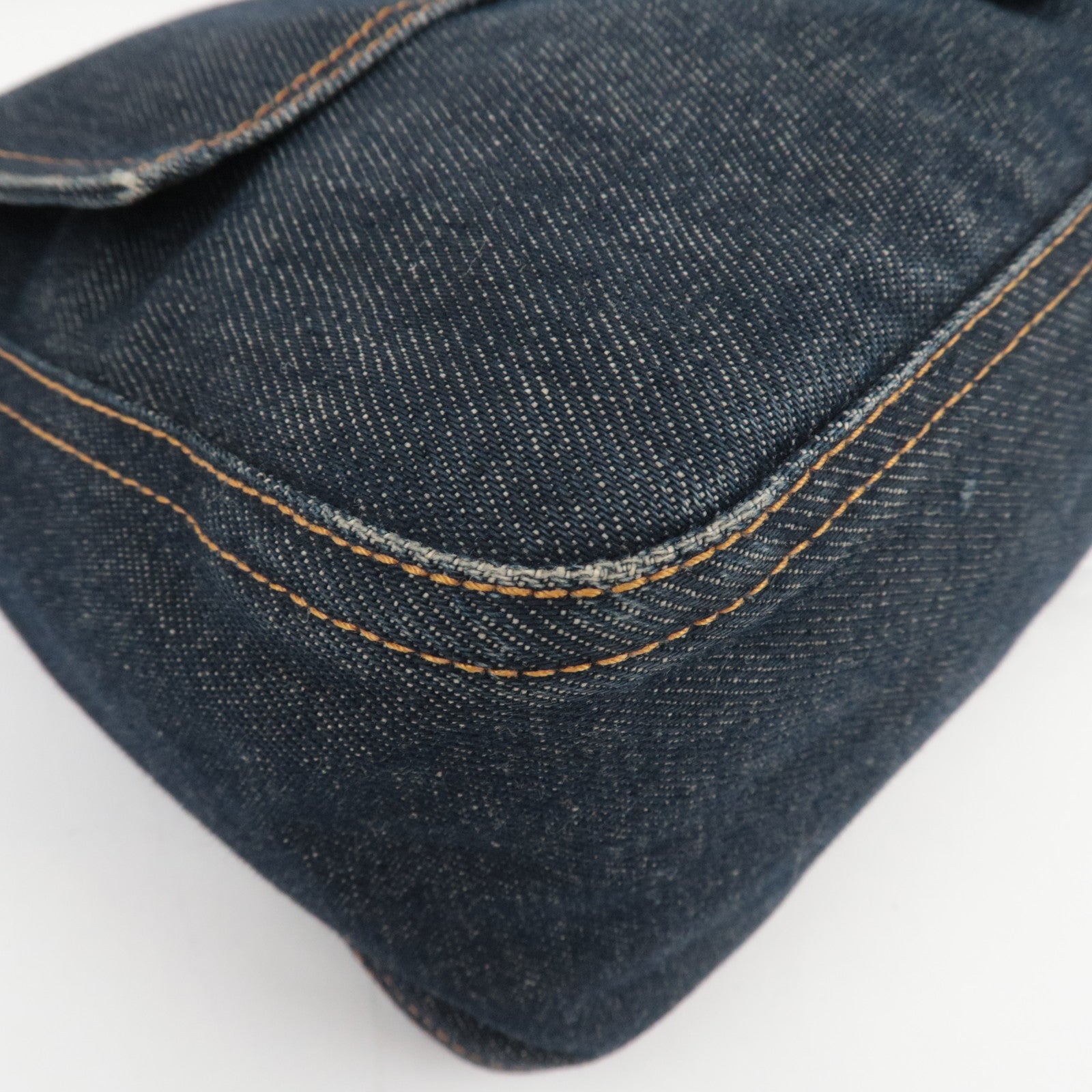 FENDI Mamma Baguette Denim Shoulder Bag Navy 26325