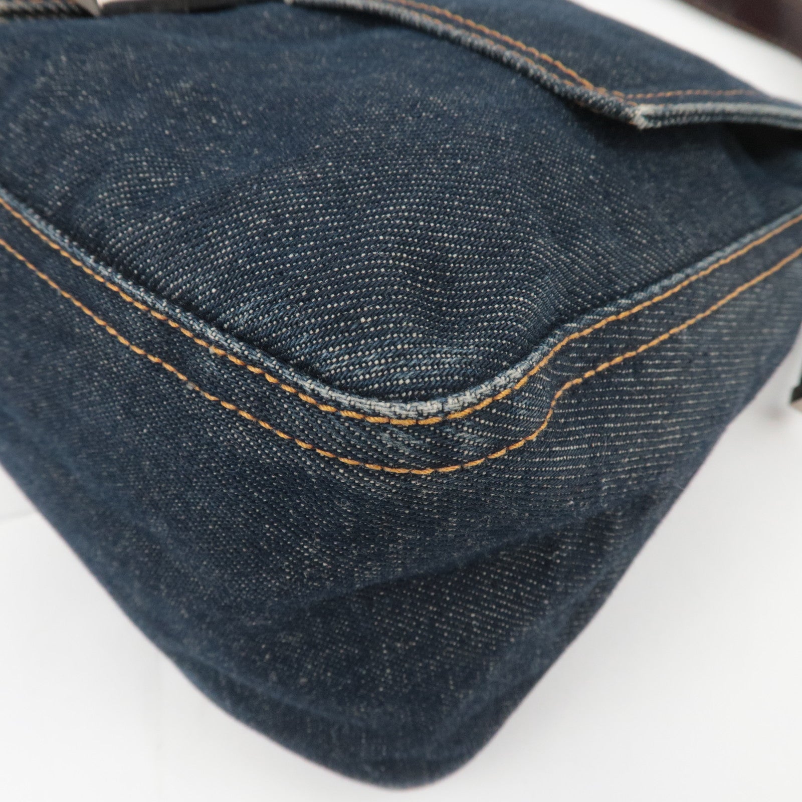 FENDI Mamma Baguette Denim Shoulder Bag Navy 26325